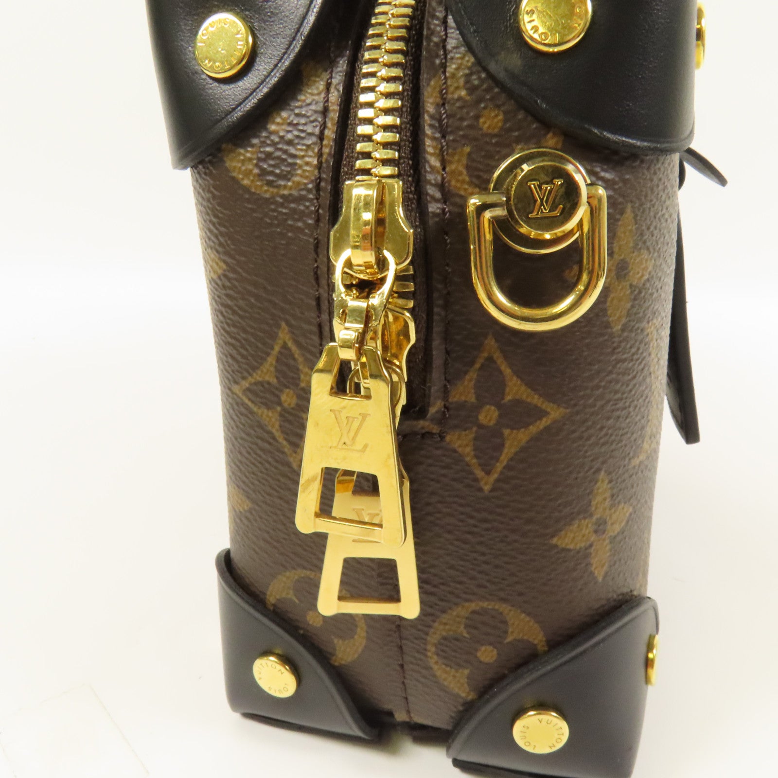 LOUIS VUITTON Monogram Petite Malle Souple金扣手挽肩背兩用袋棕色