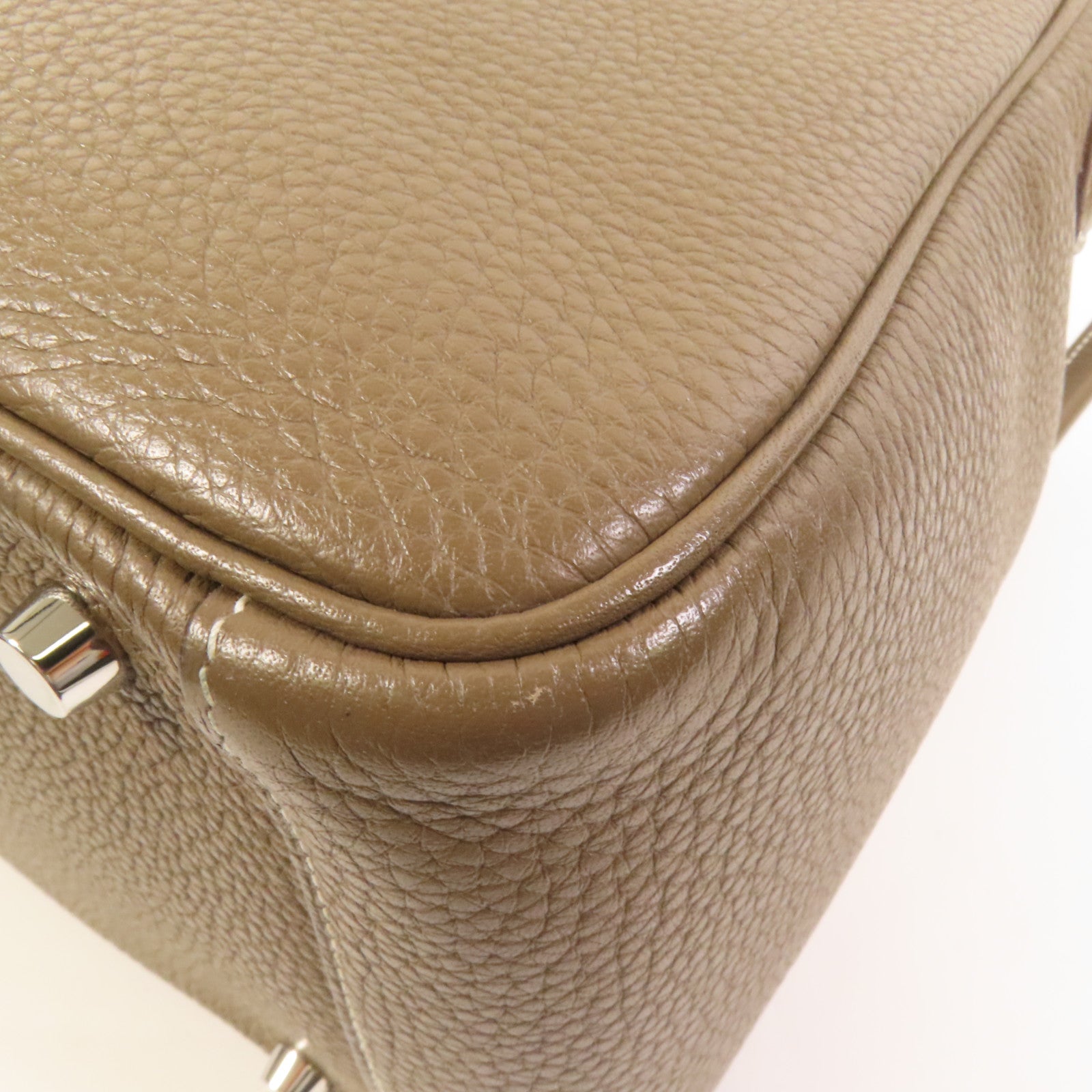 HERMES Clemence皮革Lindy 30銀扣手挽肩背兩用袋Etoupe