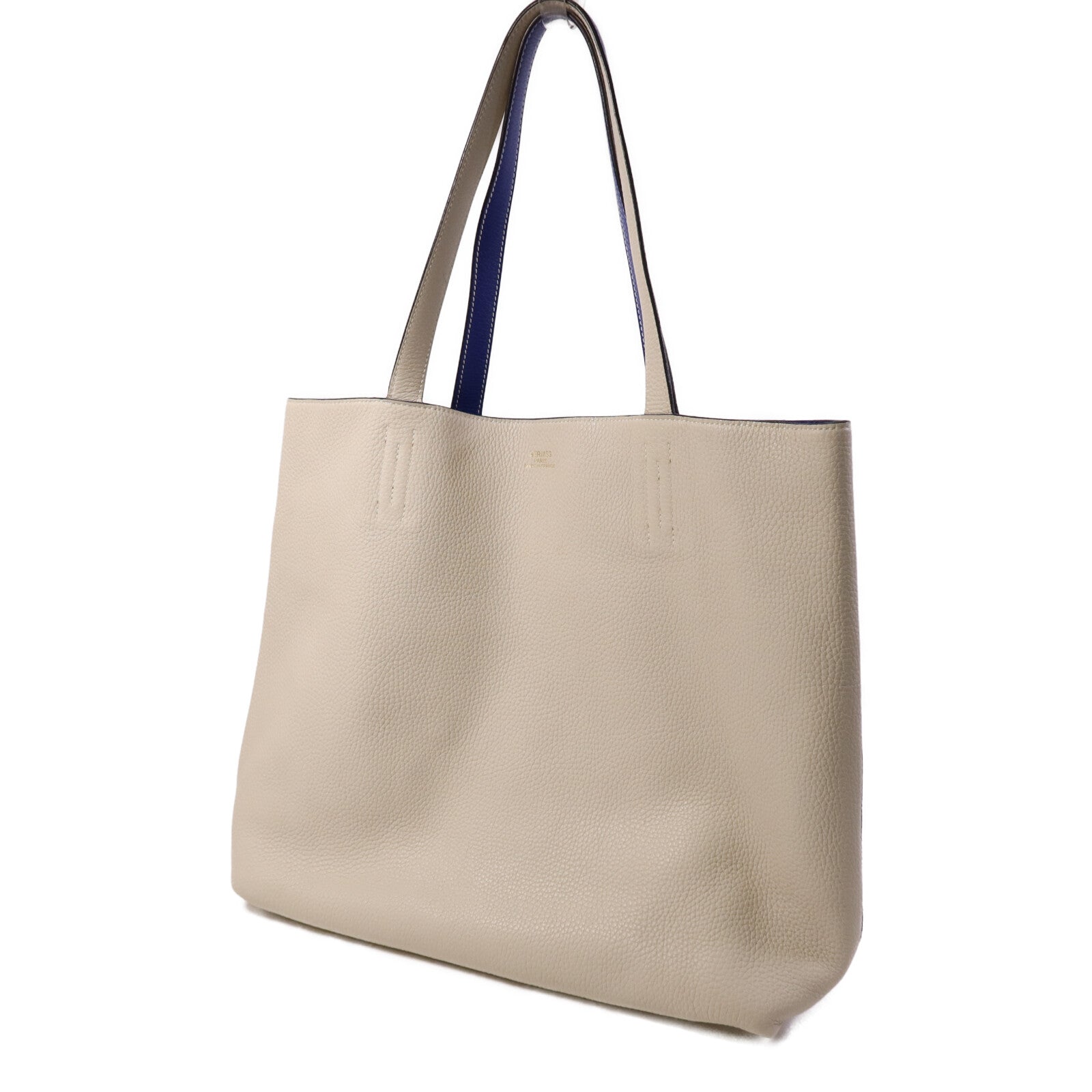 HERMES Clemence皮革Double Sens肩背袋Bleu Electrique /Parchemin