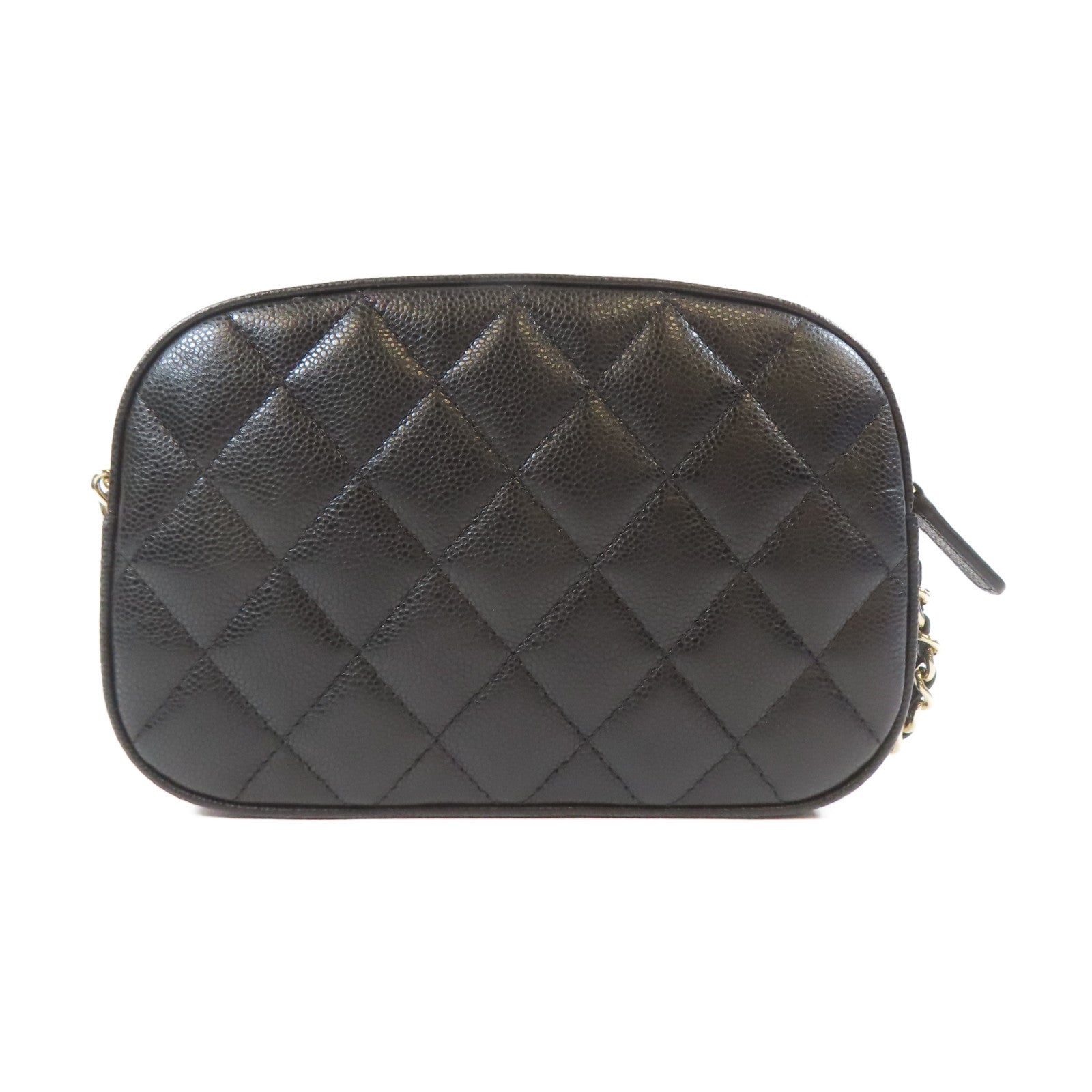 CHANEL 【激減優惠】菱格Caviar皮革Chain Shoulder銀扣鏈帶肩背袋黑色