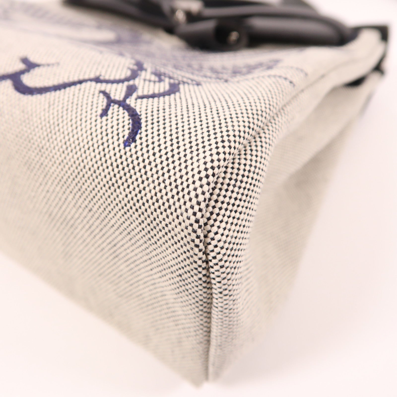 HERMES 帆布Herbag PM Retourne Pegase Pop銀扣 手挽肩背兩用袋黑色/藍色