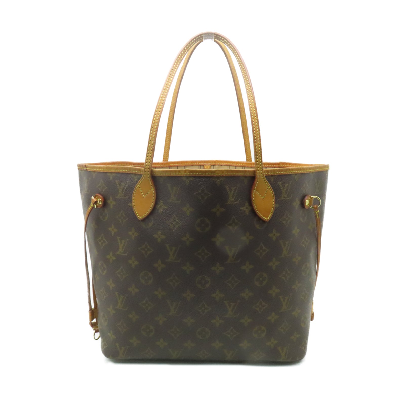 LOUIS VUITTON Monogram Neverfull MM金扣手挽袋啡色