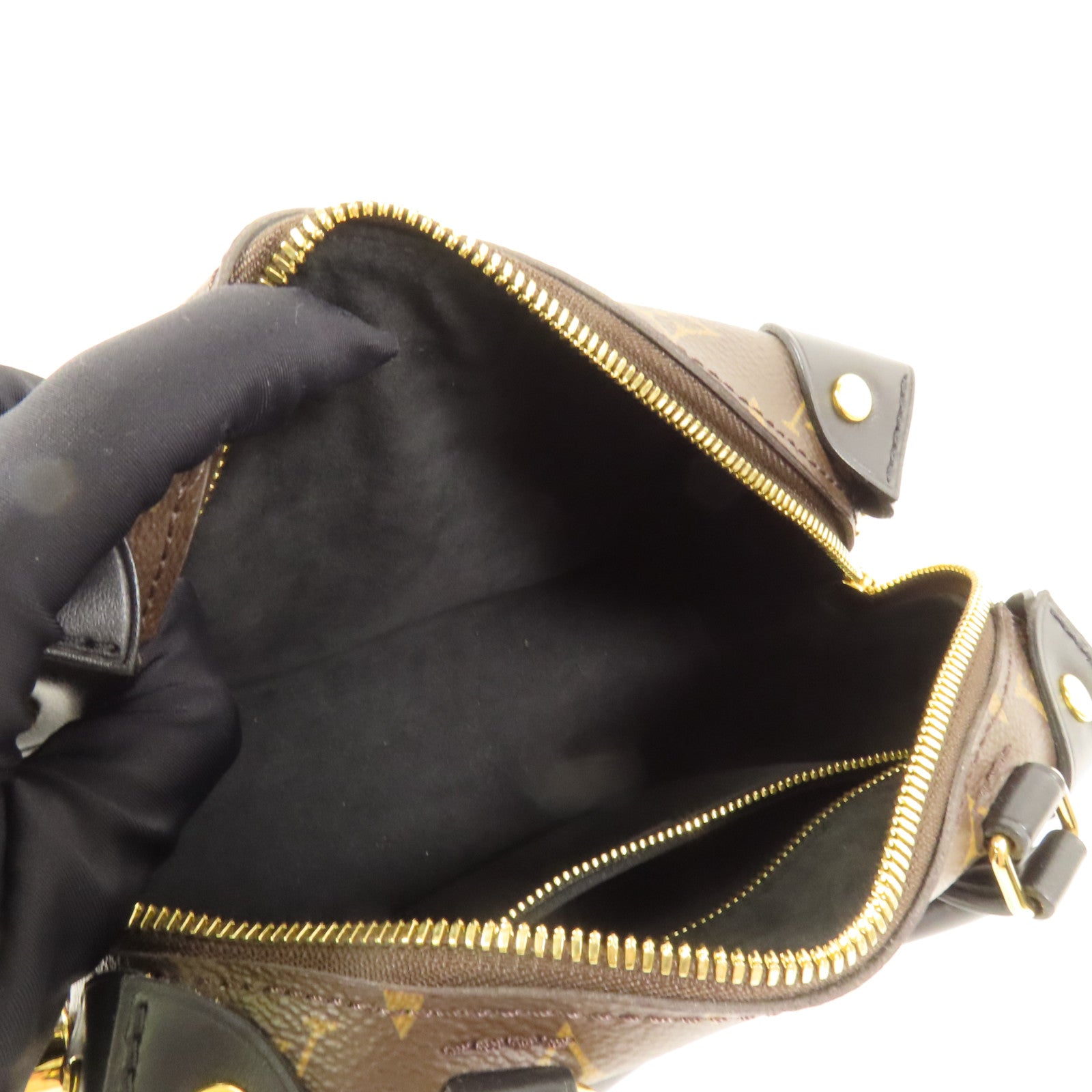LOUIS VUITTON Monogram Petite Malle Souple金扣手挽肩背兩用袋棕色