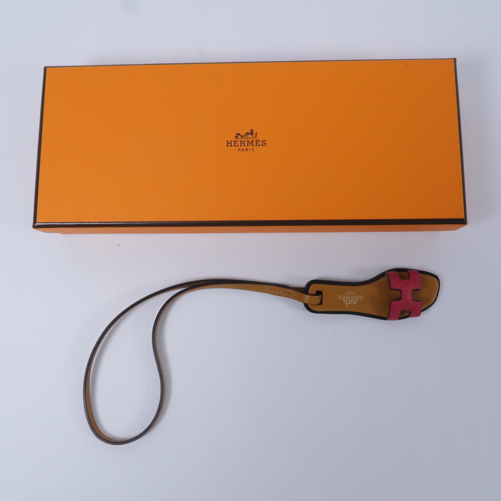HERMES Epsom皮革/Vache Hunter皮革Oran Charm掛飾Rose Mexico