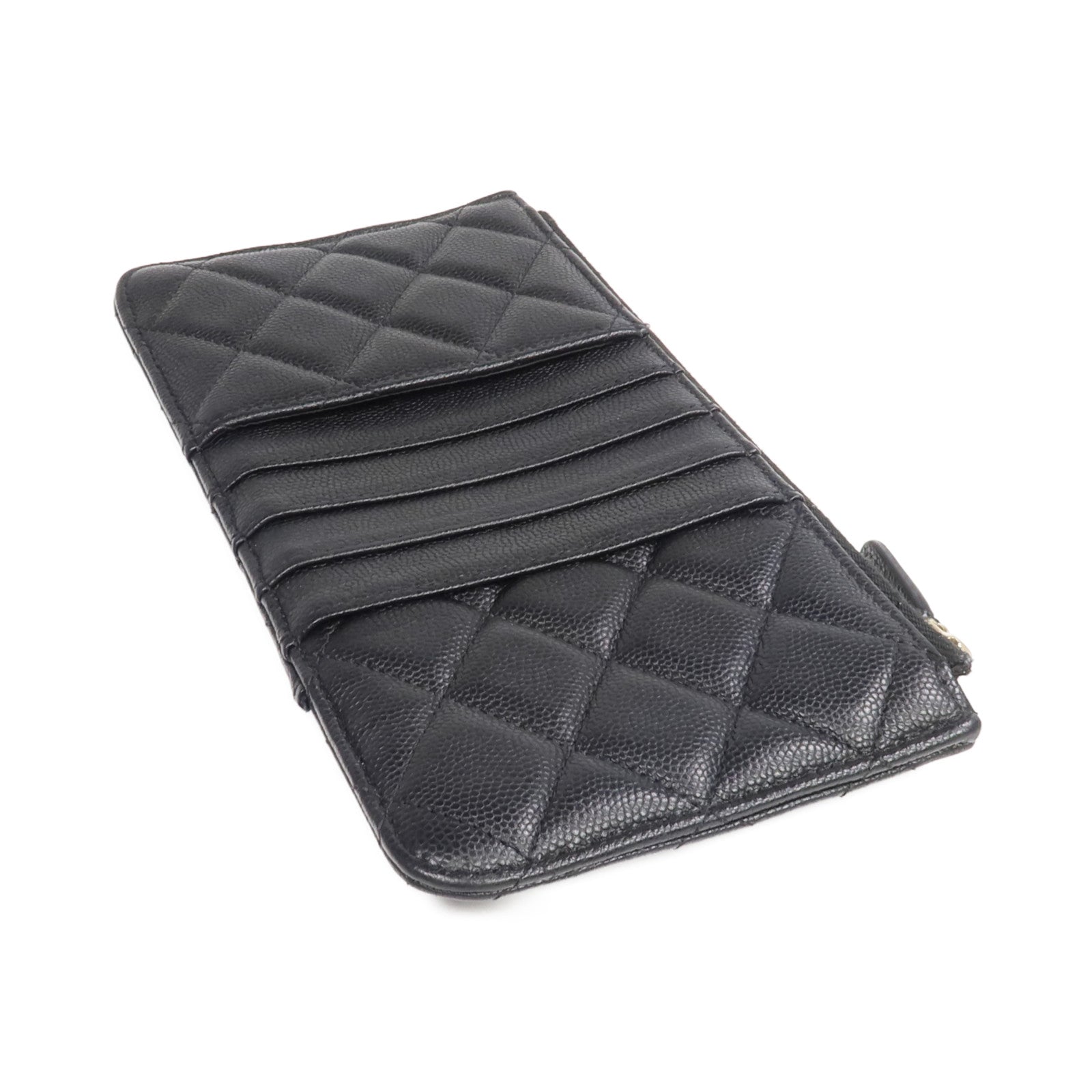CHANEL 牛皮皮革Long Zip Wallet金扣長錢包