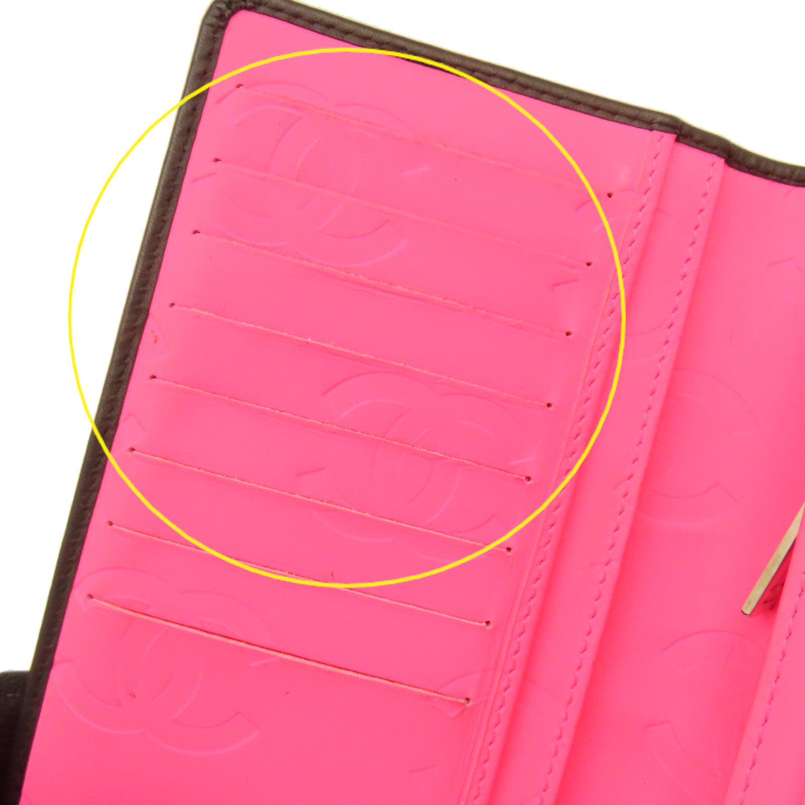 CHANEL 菱格羊皮皮革Cambon Long Wallet銀扣長錢包黑色/粉紅色