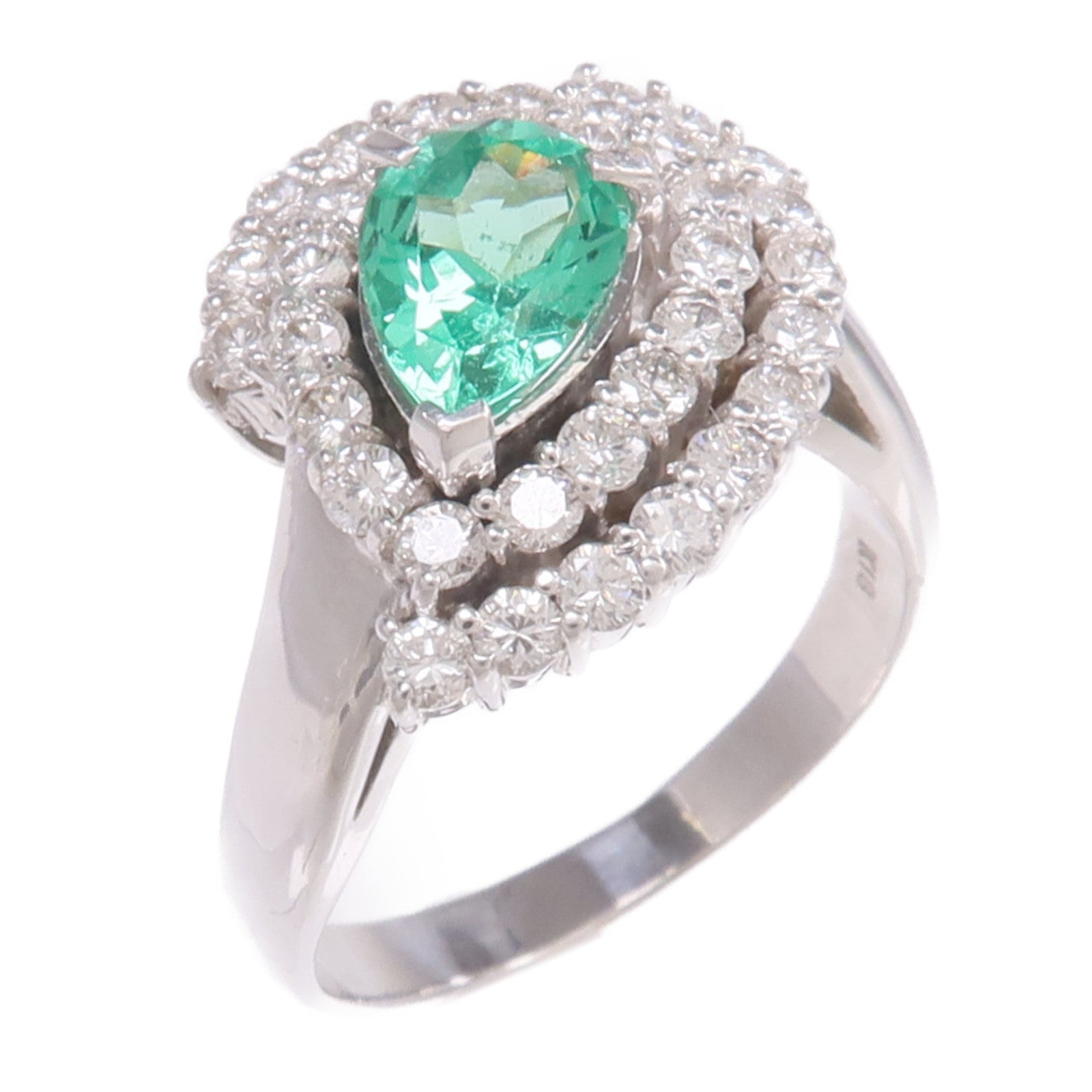 JEWELRY 【激減優惠】18K白金Emerald Diamond Ring綠寶石/鑽石戒指US#6.5