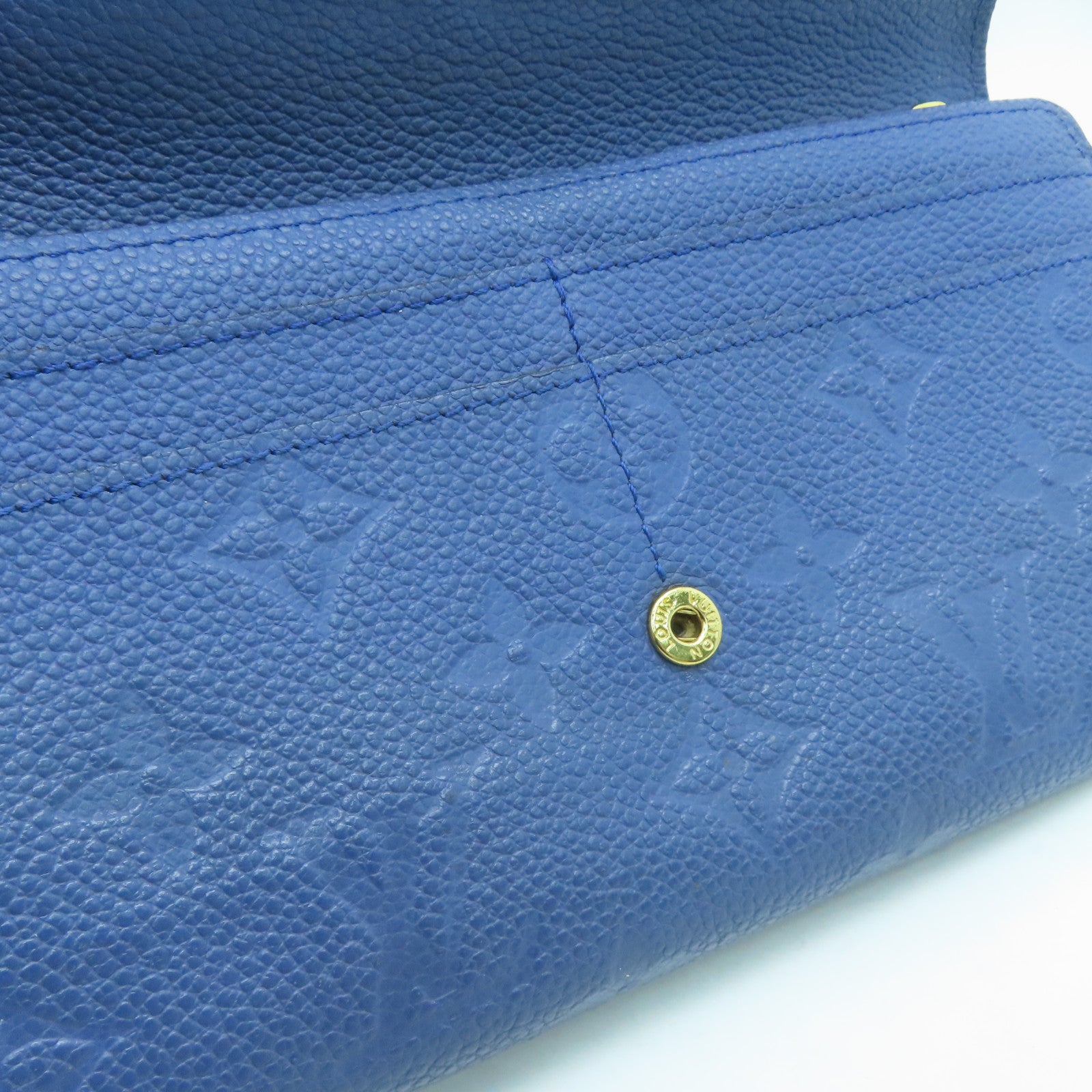 LOUIS VUITTON Monogram Empreinte Sarah金扣钱包深蓝色