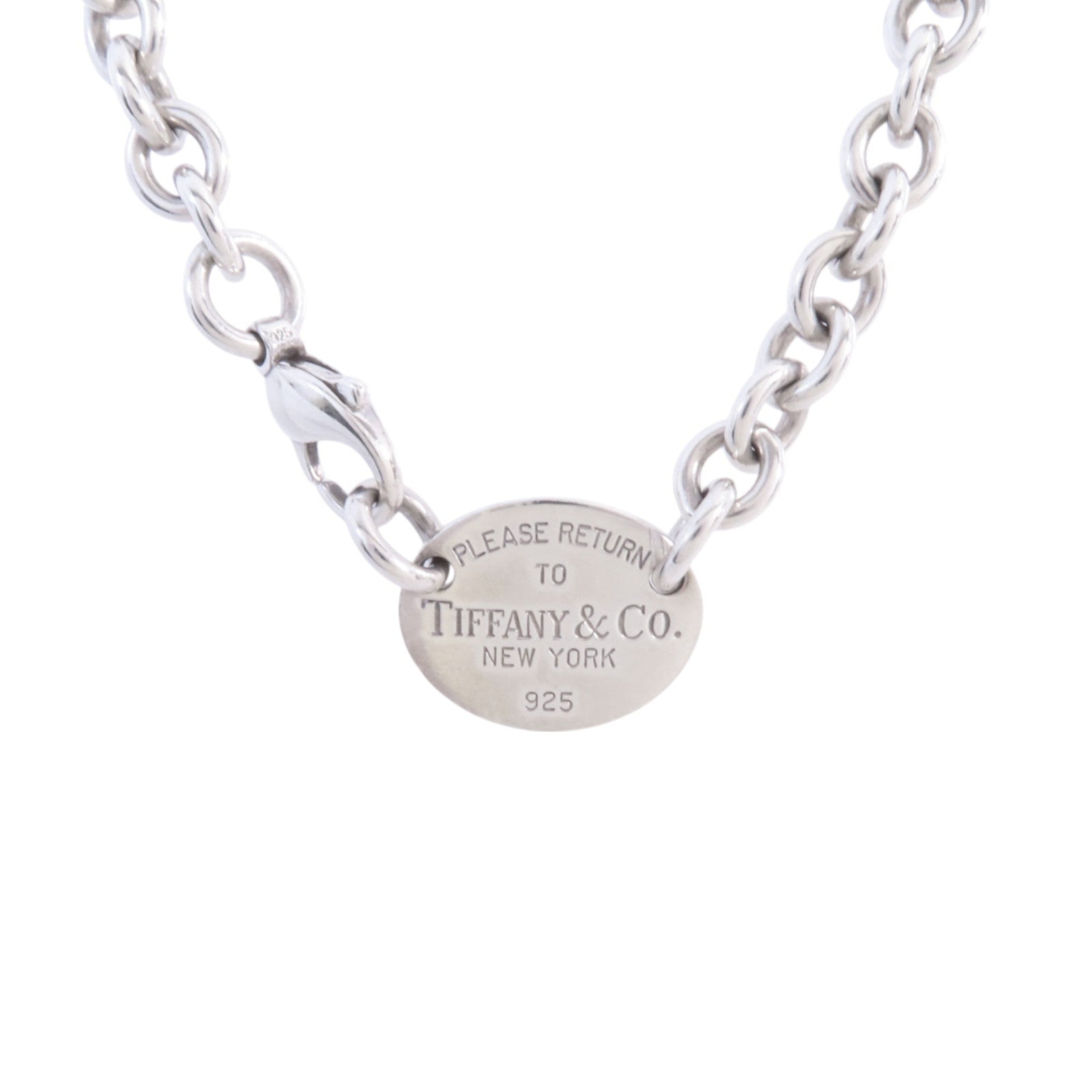TIFFANY＆CO 925純銀RTT Oval Tag Necklace銀扣項鏈