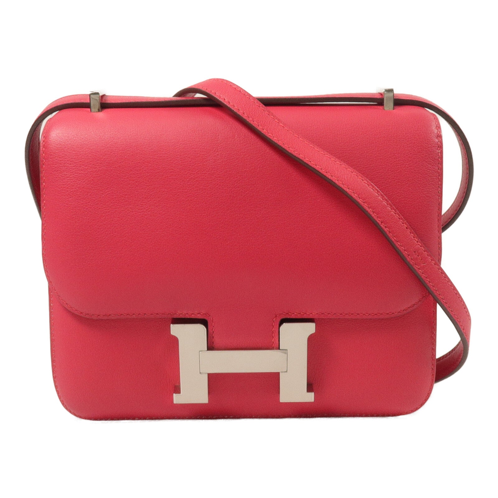 HERMES Swift皮革Constance Mini肩背袋Rose Extremt