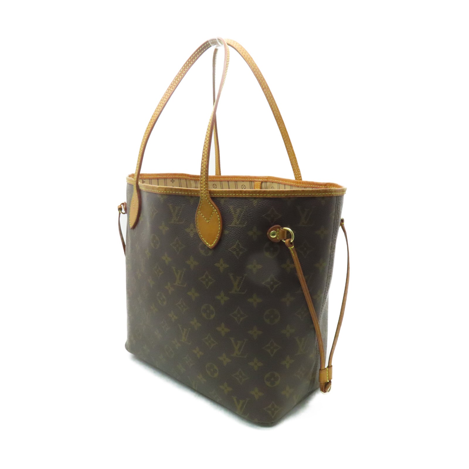 LOUIS VUITTON Monogram Neverfull MM金扣手挽袋啡色