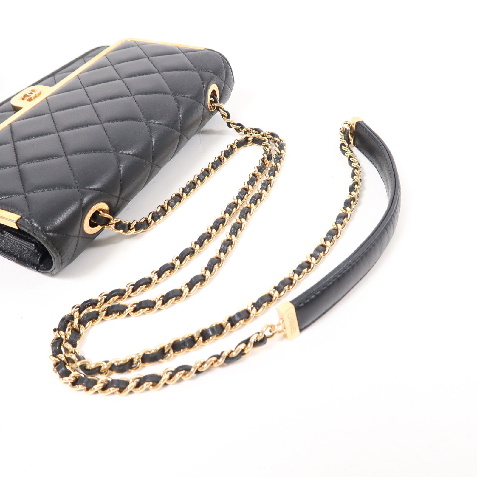 CHANEL 羊皮皮革Wallet On Chain金扣鏈帶肩背袋