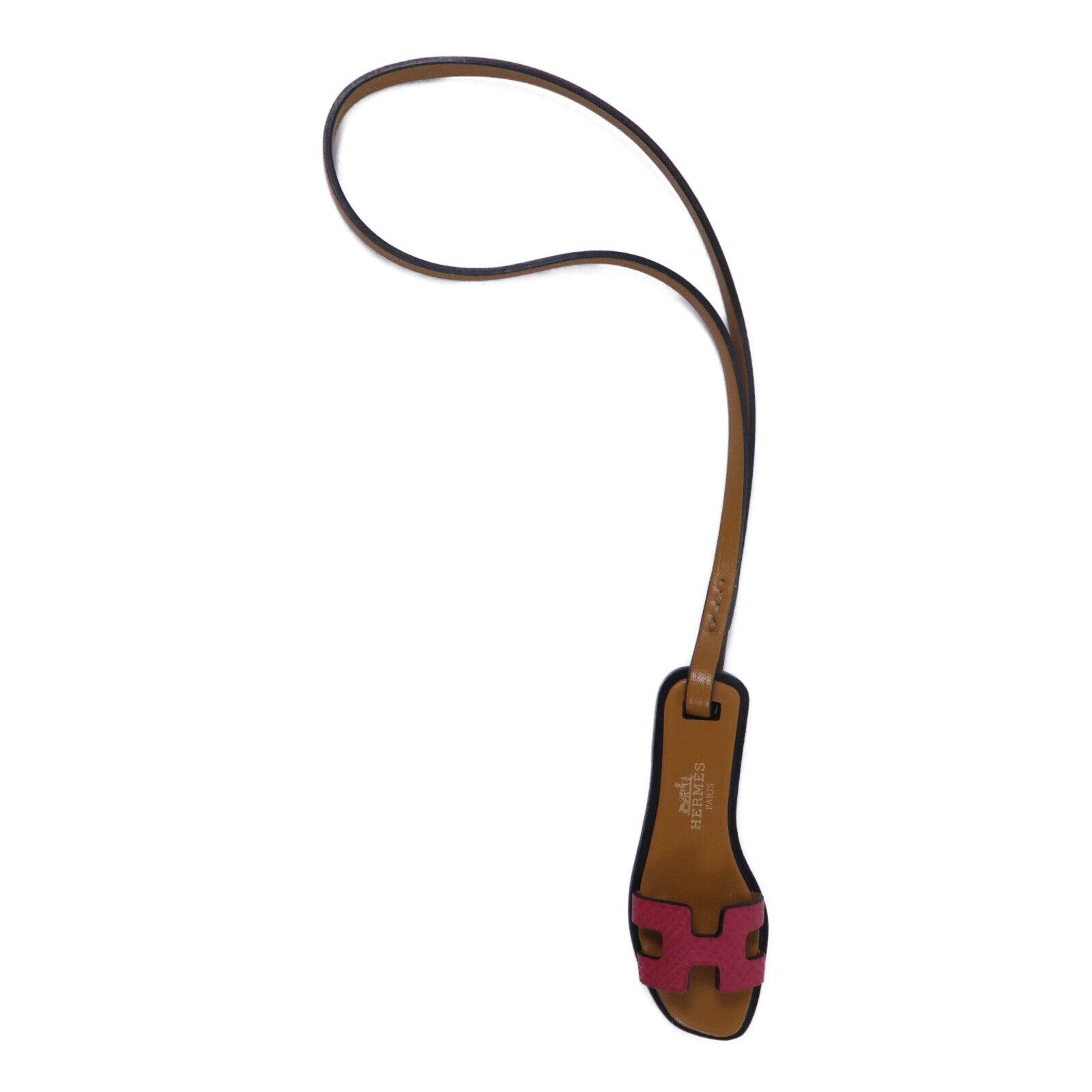 HERMES Epsom皮革/Vache Hunter皮革Oran Charm掛飾Rose Mexico