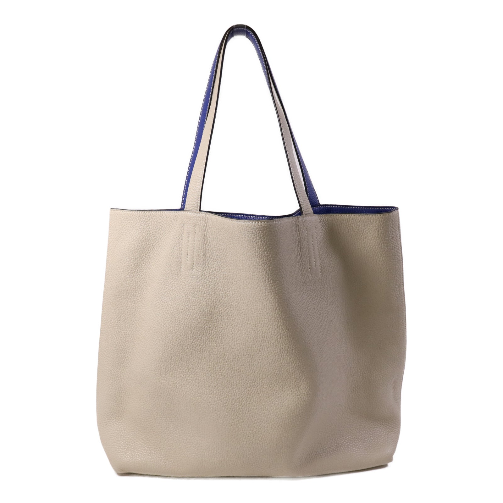 HERMES Clemence皮革Double Sens肩背袋Bleu Electrique /Parchemin