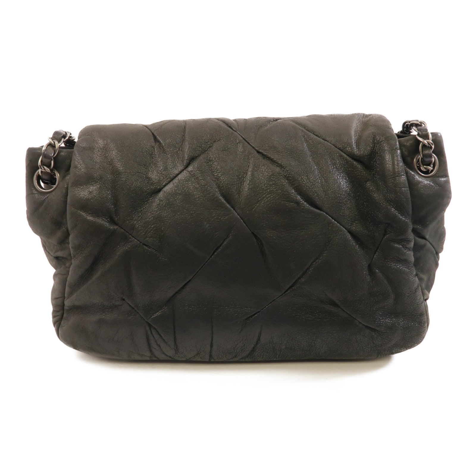 CHANEL (PRICE DOWN) CC SHW Chain Shoulder Bag Calfskin Leather Grey