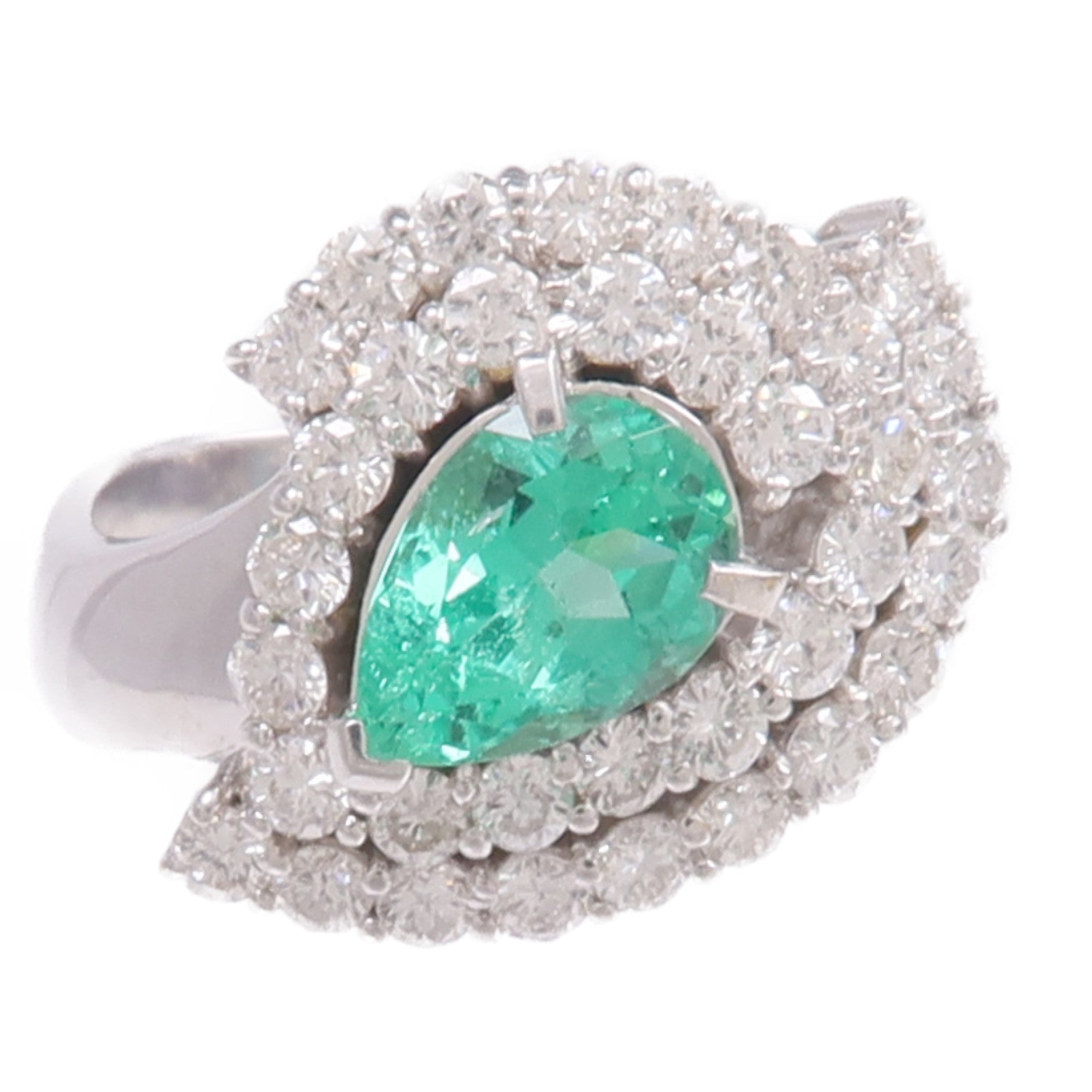 JEWELRY 【激減優惠】18K白金Emerald Diamond Ring綠寶石/鑽石戒指US#6.5