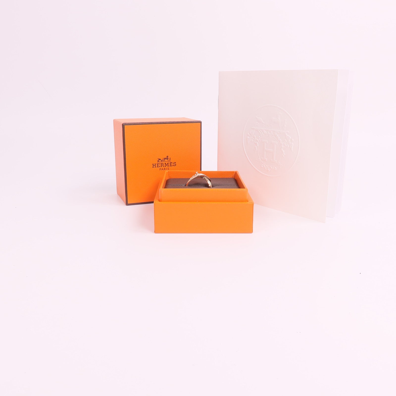 HERMES 18K玫瑰金Kelly Gavroche Ring鑽石戒指