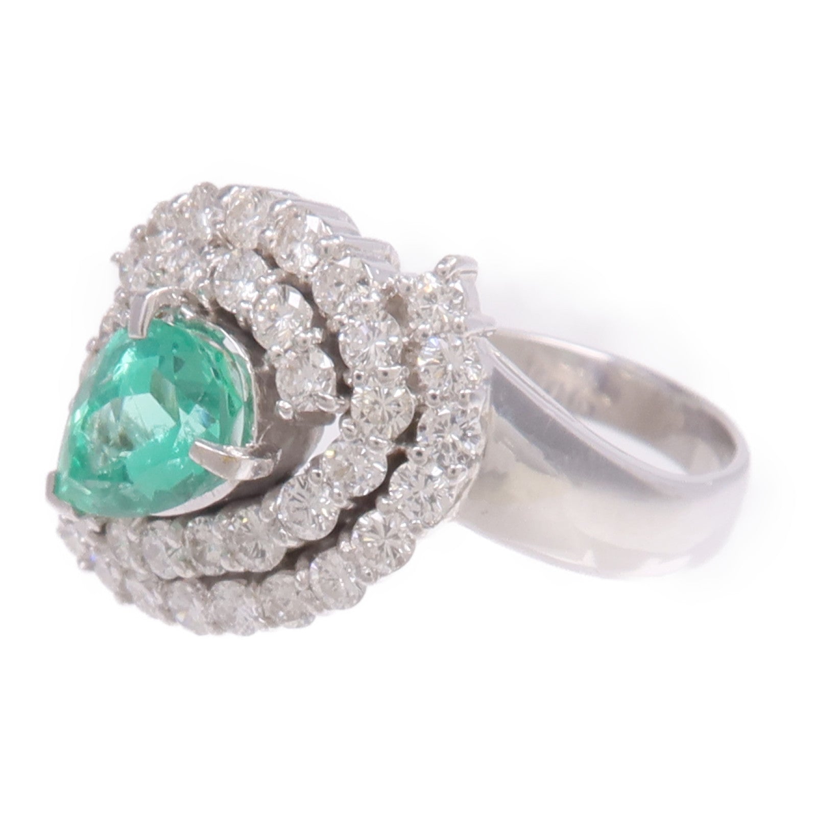 JEWELRY 【激減優惠】18K白金Emerald Diamond Ring綠寶石/鑽石戒指US#6.5