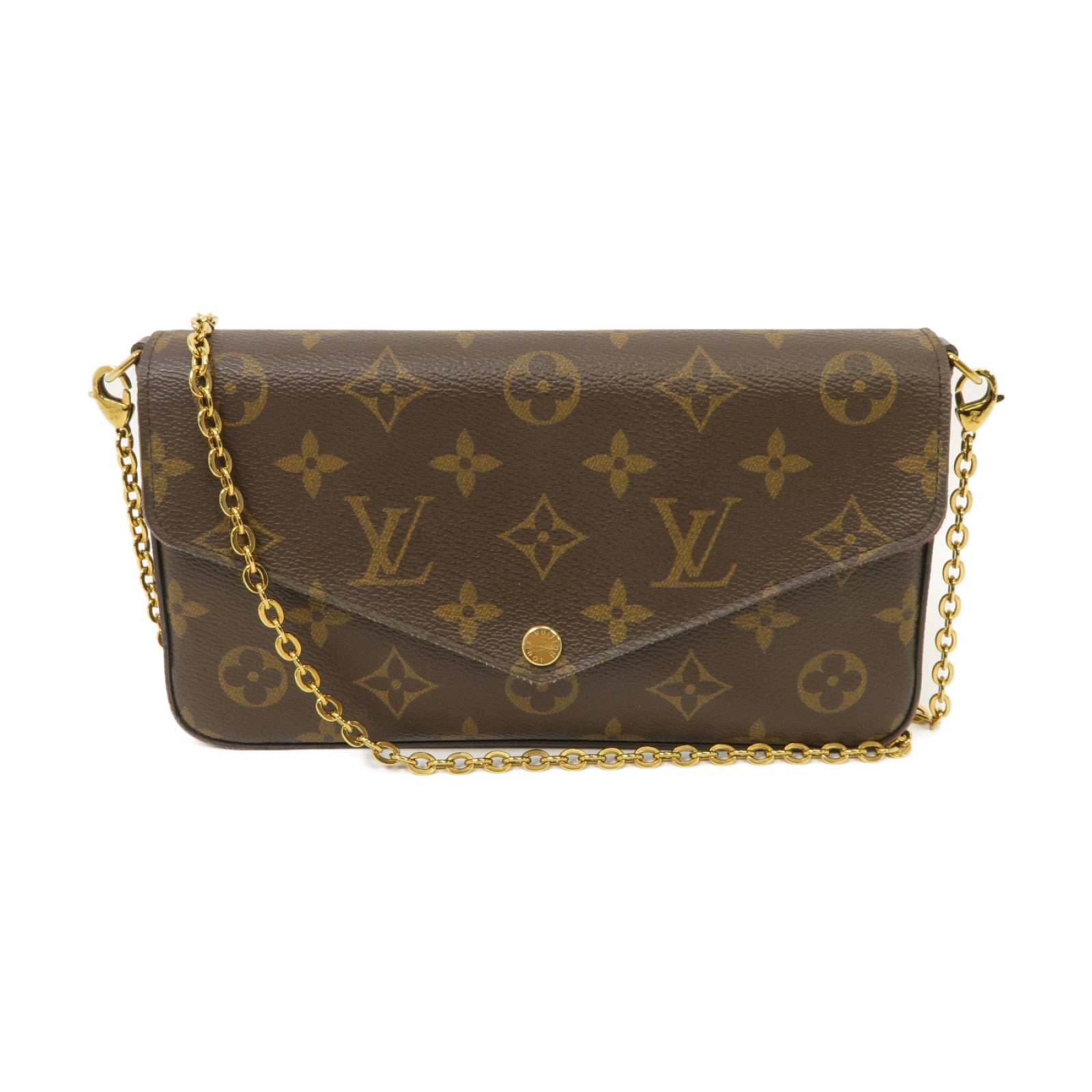 LOUIS VUITTON Monogram Felicie Pochette金扣鏈帶肩背袋啡色
