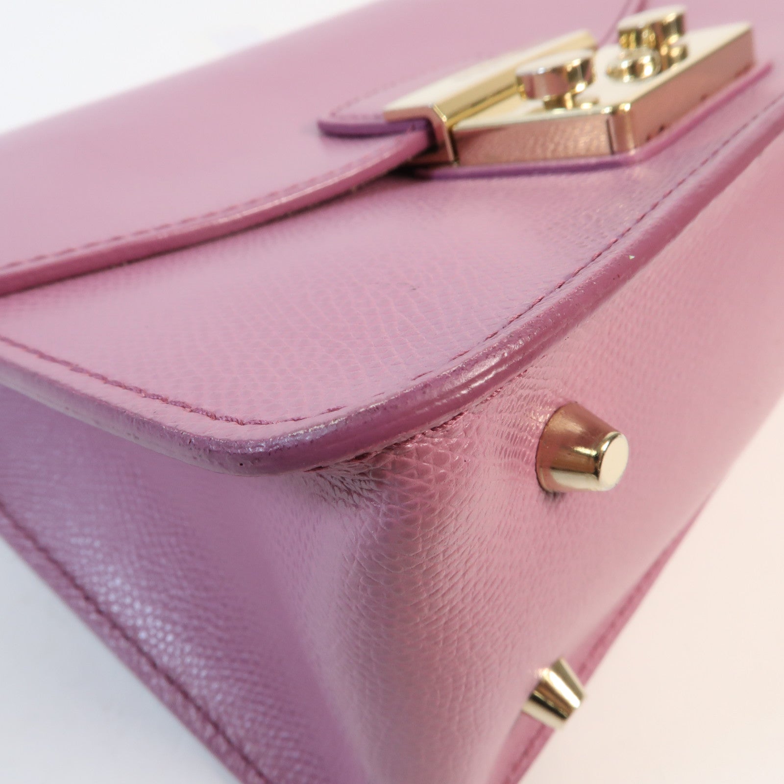 Furla 牛皮皮革Chain Shoulder金扣鏈帶肩背袋