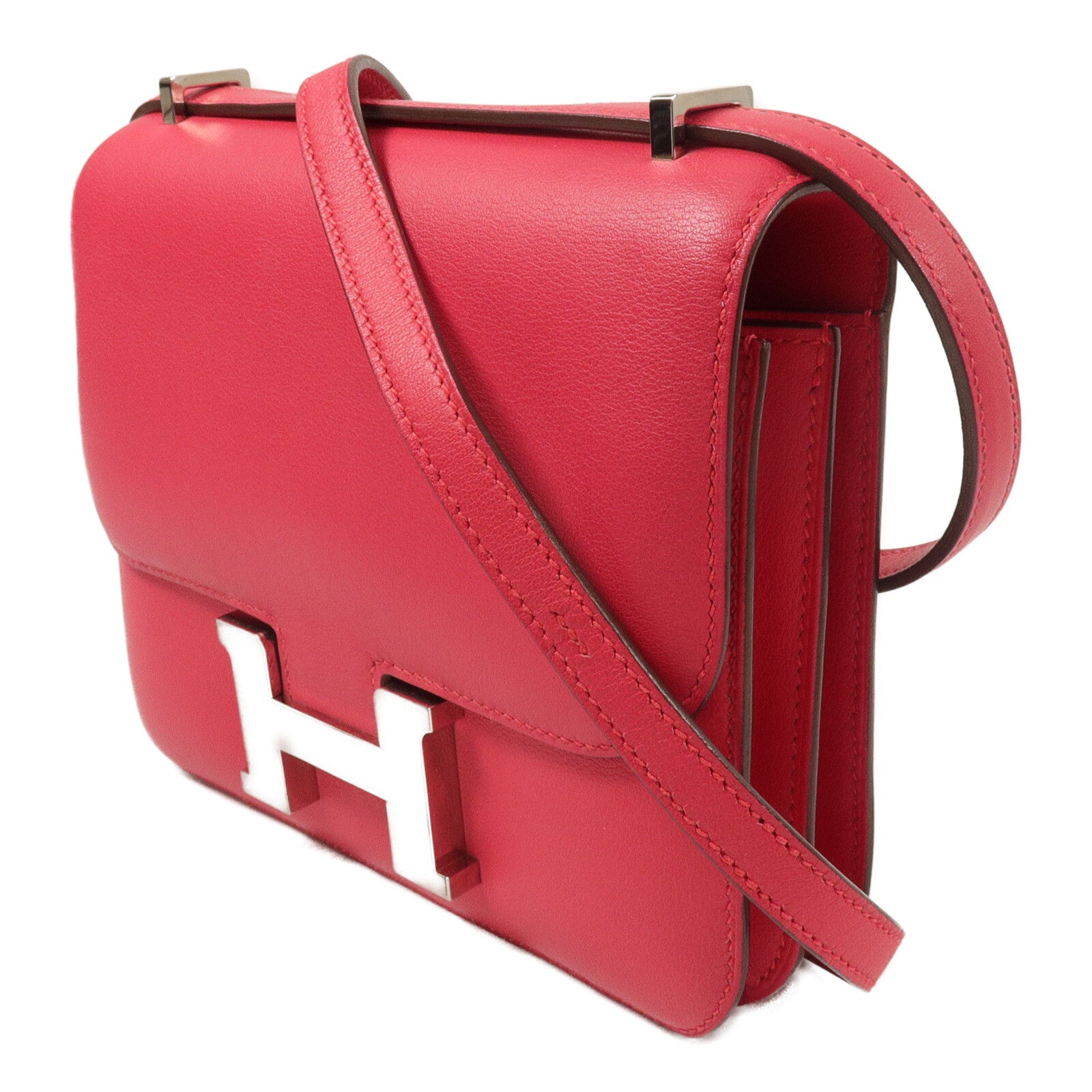 HERMES Swift皮革Constance Mini肩背袋Rose Extremt