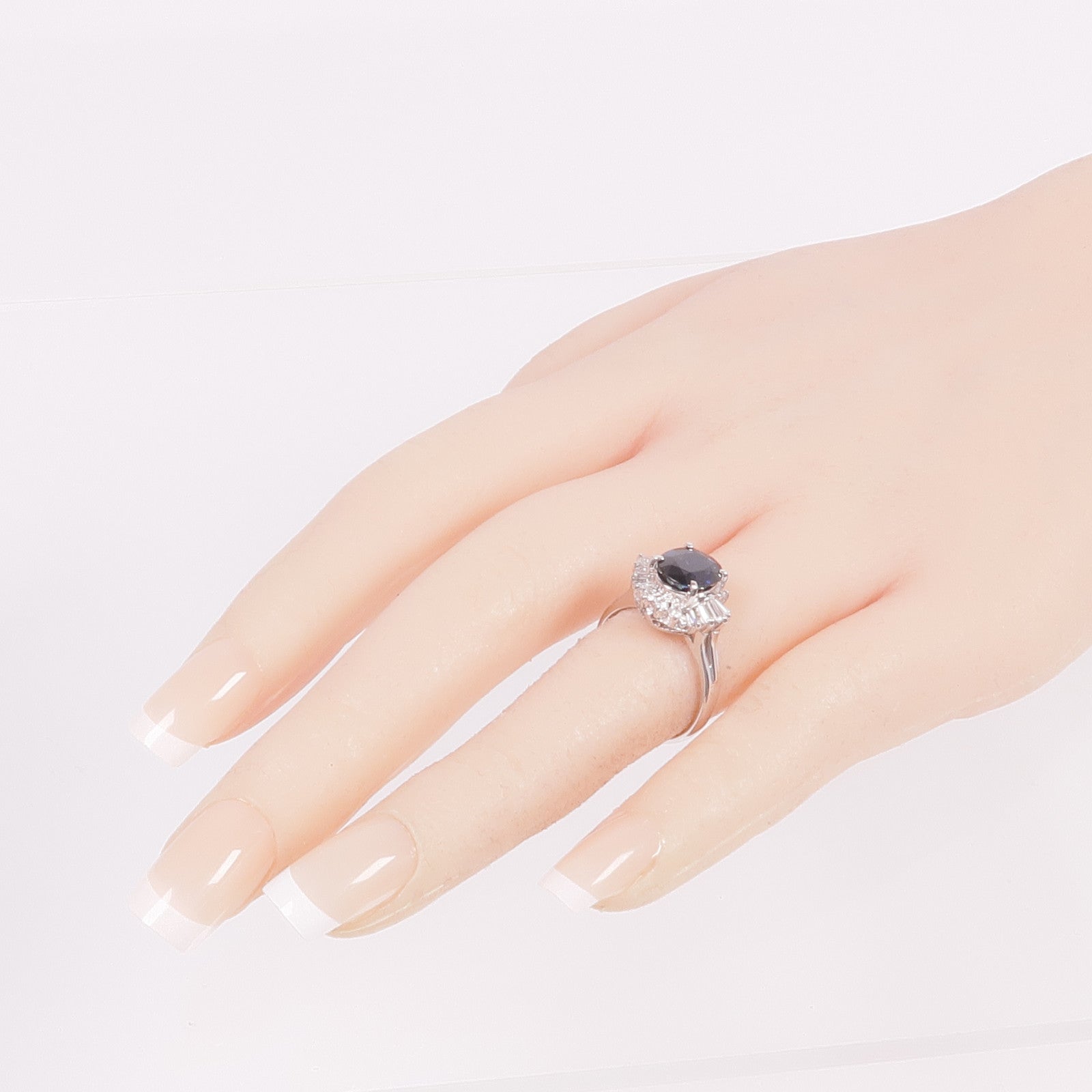 JEWELRY PT900鉑金Sapphire Diamond Ring藍寶石/鑽石戒指US#6.25