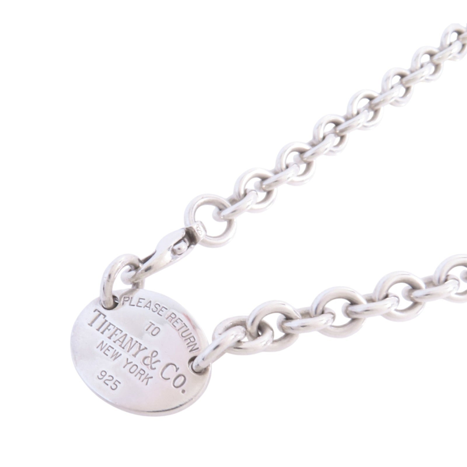 TIFFANY＆CO 925純銀RTT Oval Tag Necklace銀扣項鏈