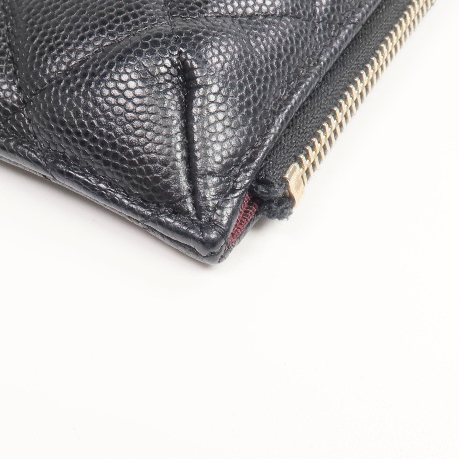 CHANEL 牛皮皮革Long Zip Wallet金扣長錢包
