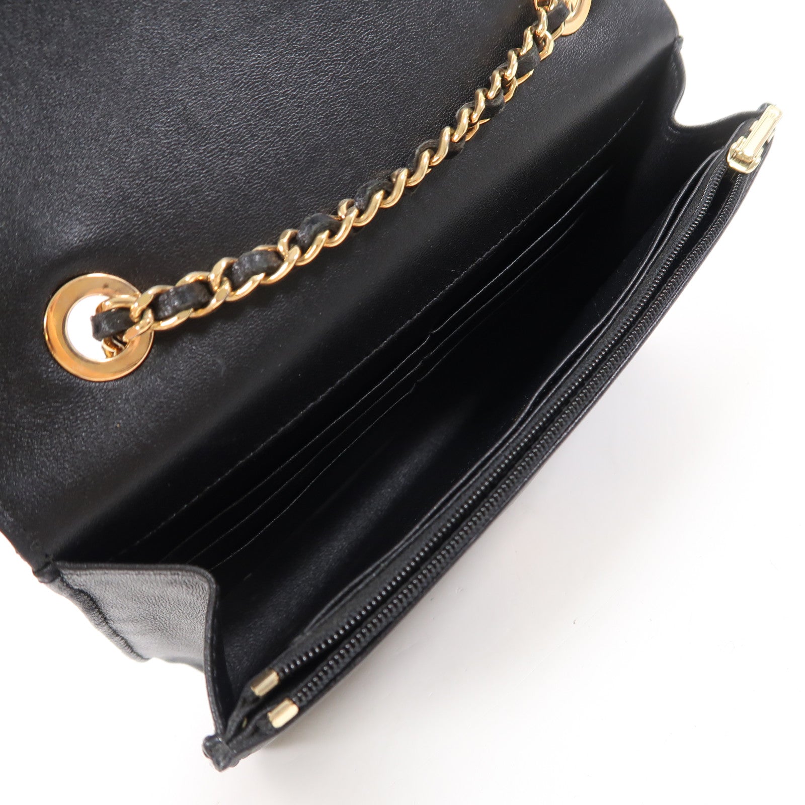 CHANEL 羊皮皮革Wallet On Chain金扣鏈帶肩背袋