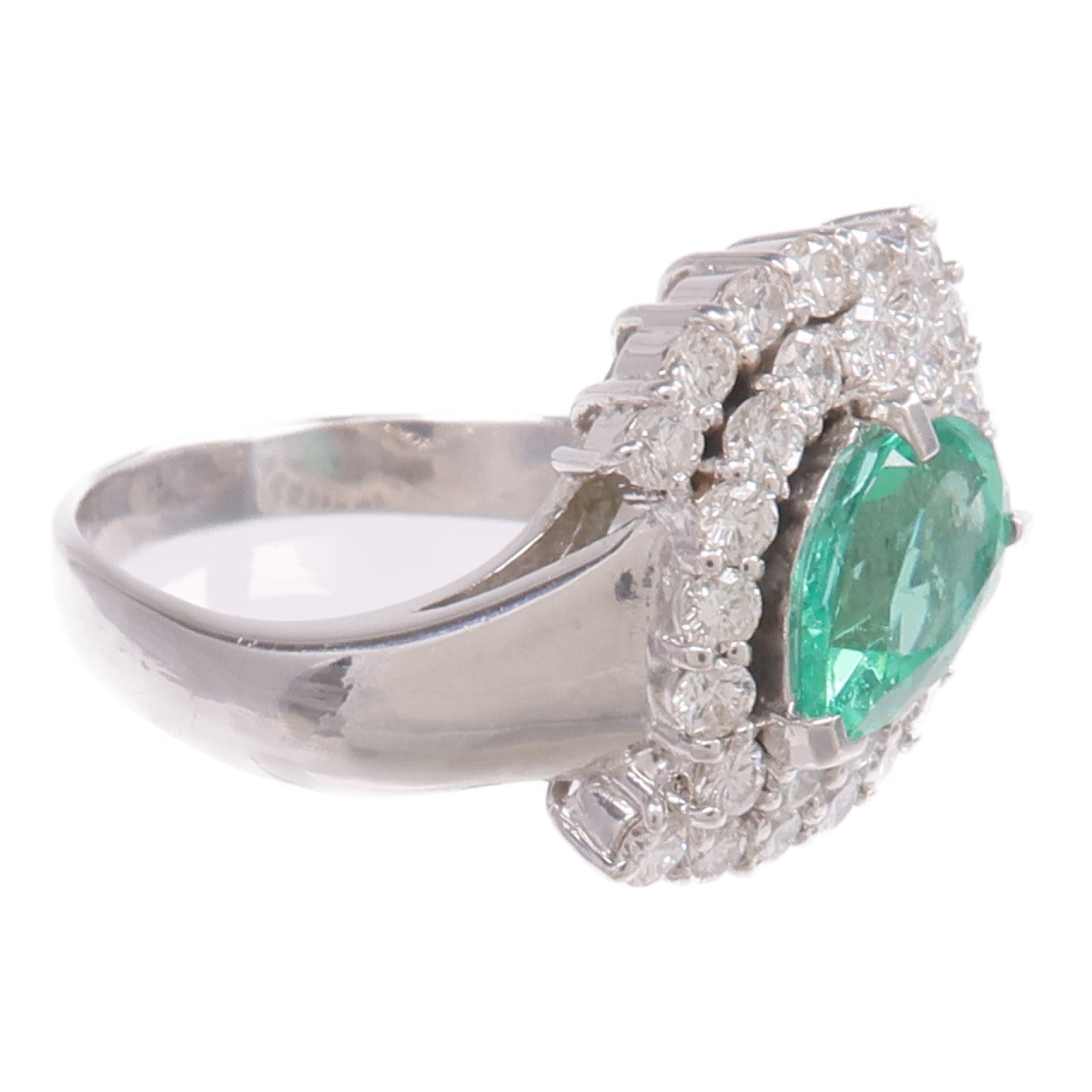 JEWELRY 【激減優惠】18K白金Emerald Diamond Ring綠寶石/鑽石戒指US#6.5