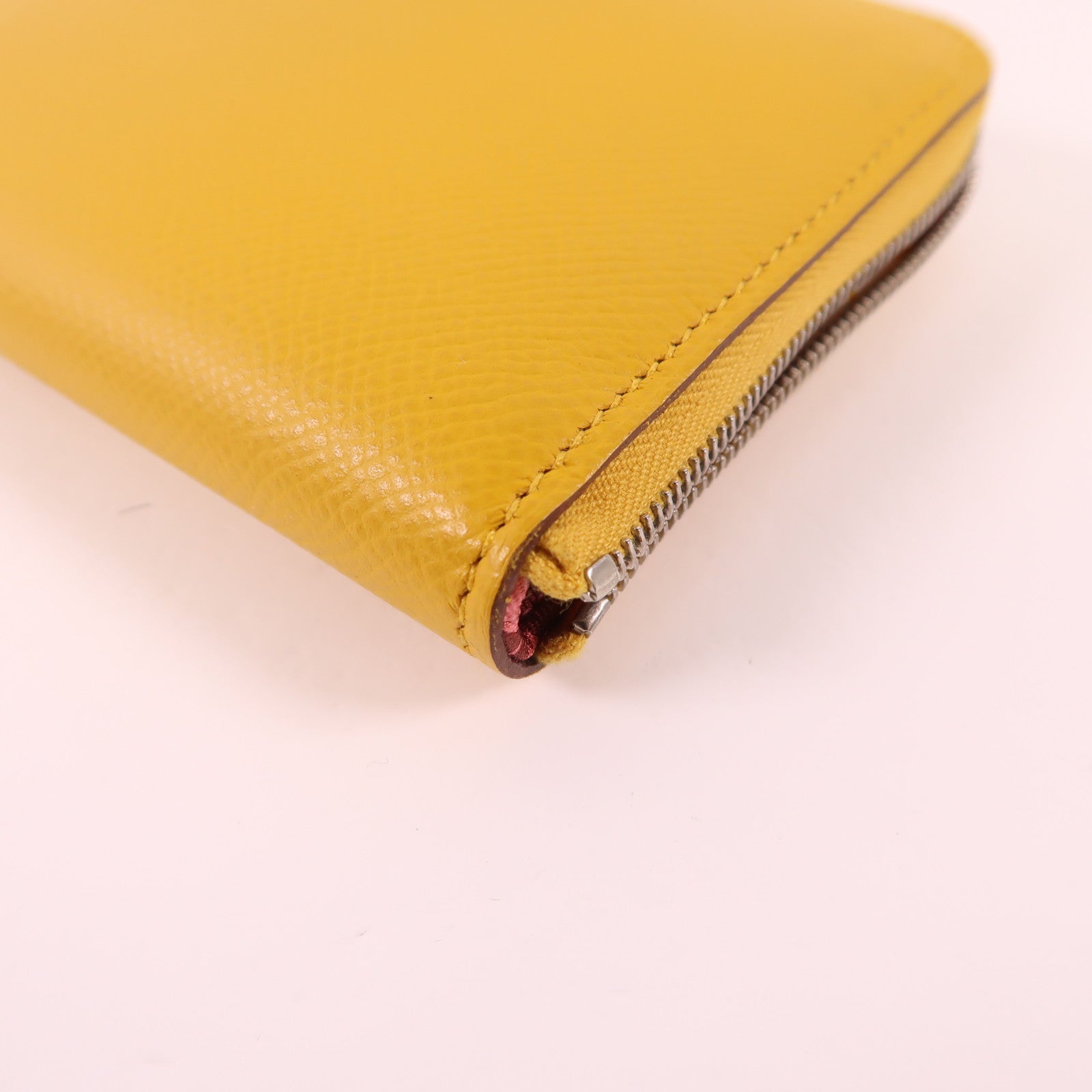 HERMES Evercolor皮革Silk In Compact Wallet銀扣錢包9D Jaune Ambre