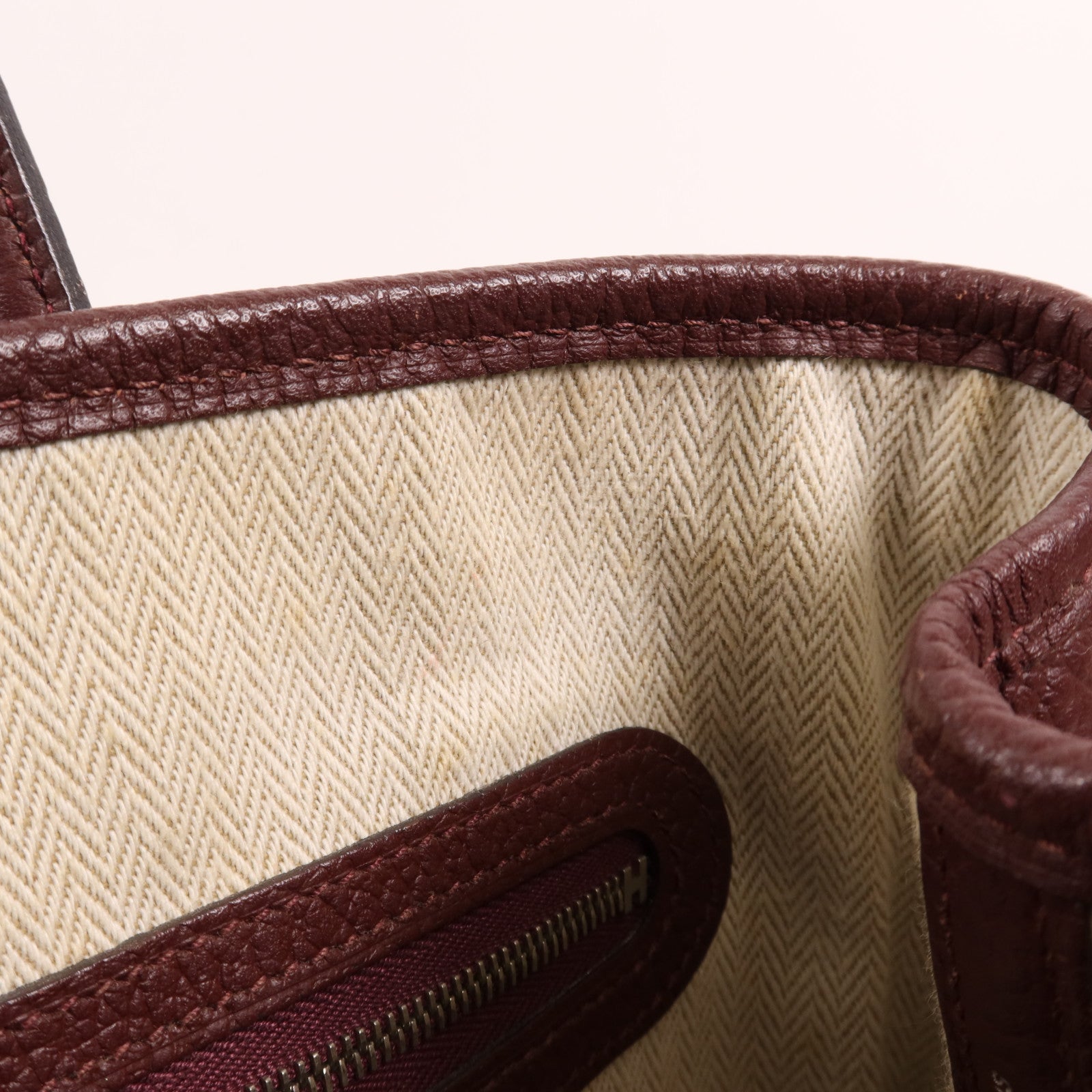 HERMES Country皮革Garden Party TPM銀扣手挽袋Bordeaux