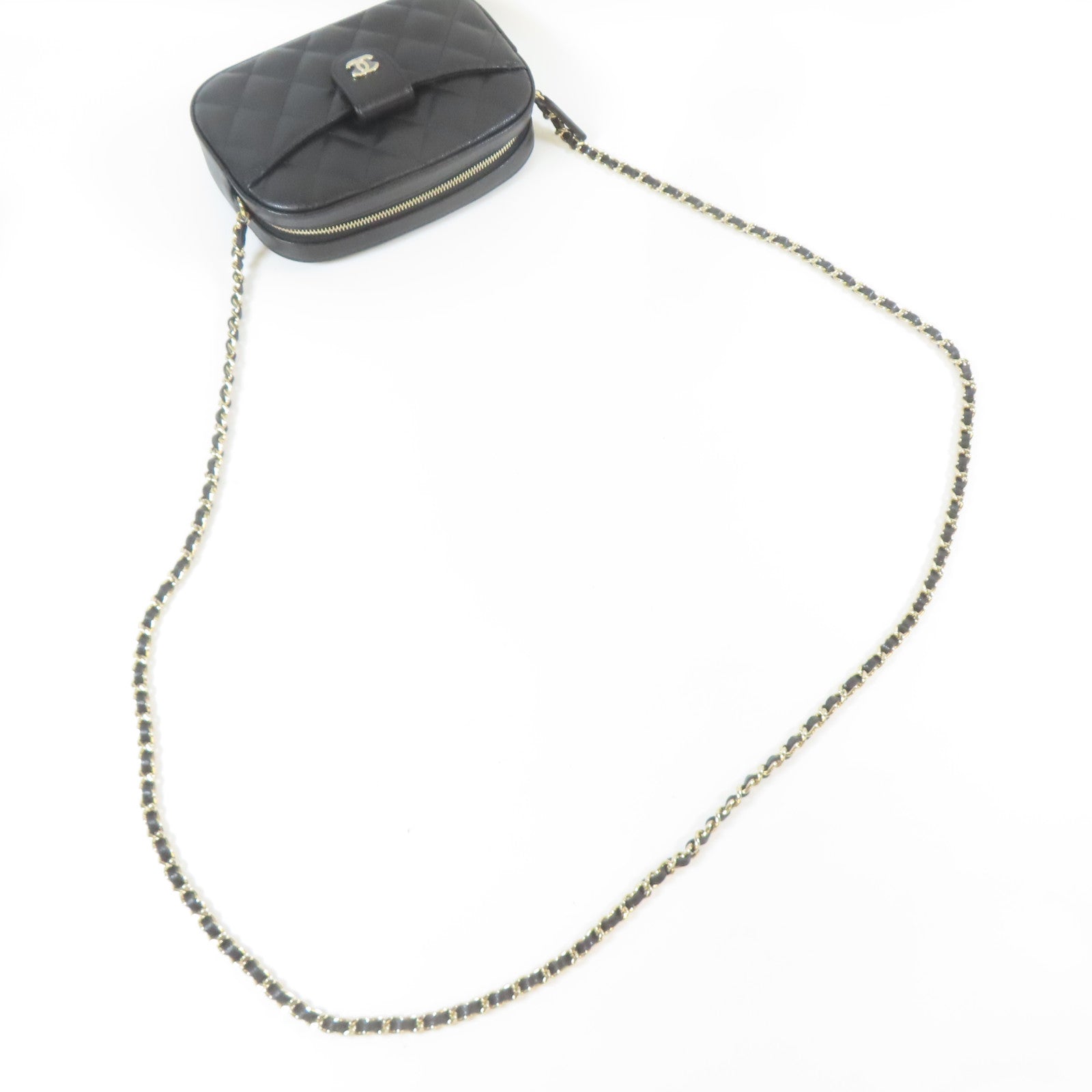 CHANEL 【激減優惠】菱格Caviar皮革Chain Shoulder銀扣鏈帶肩背袋黑色