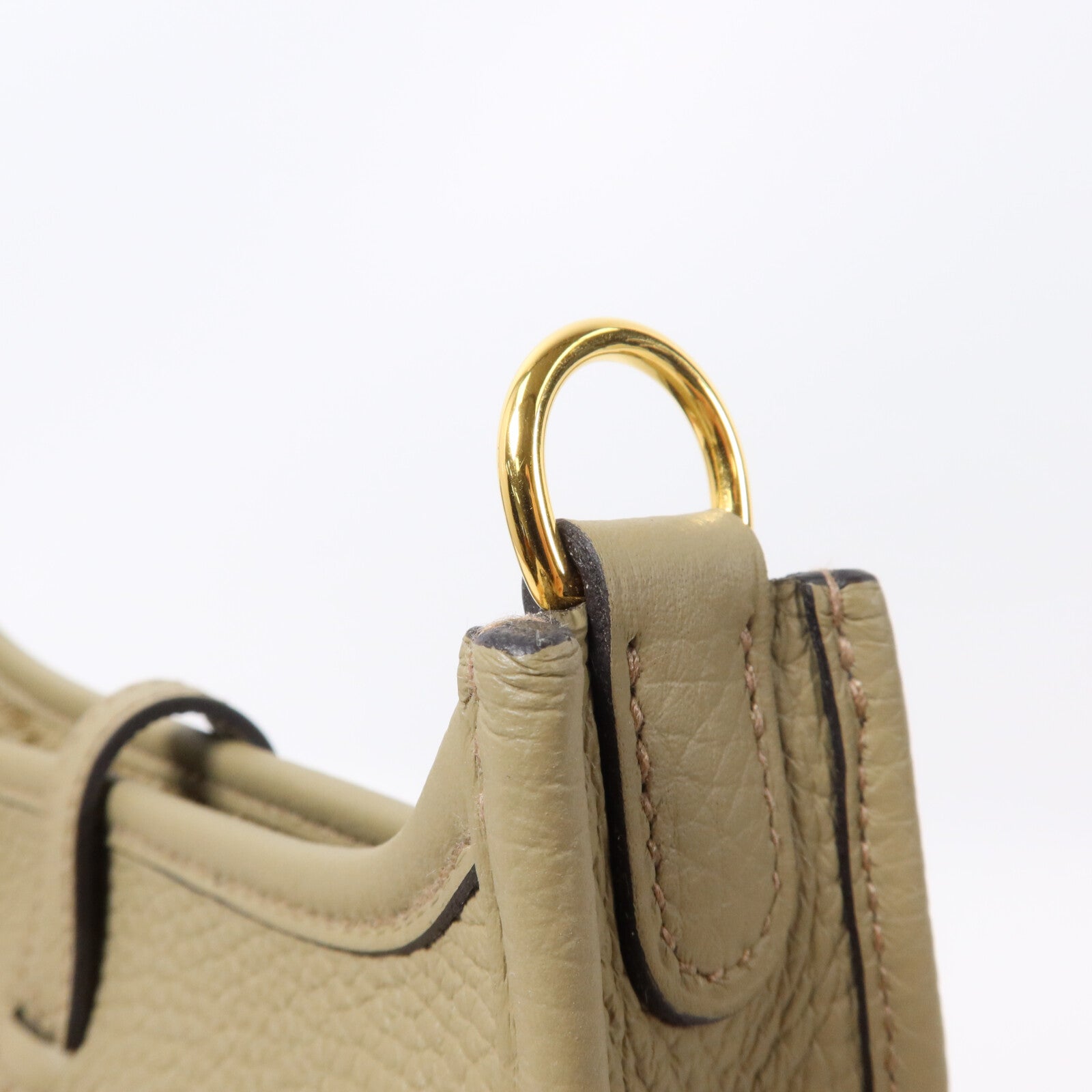 HERMES Clemence皮革Evelyne TPM肩背袋Beige Marfa