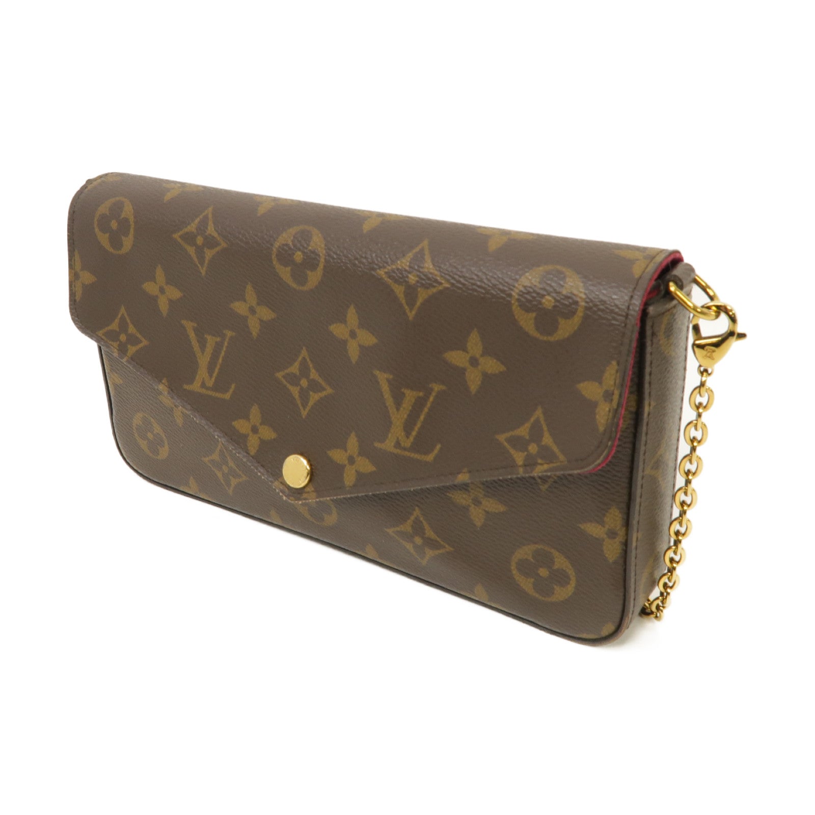 LOUIS VUITTON Monogram Felicie Pochette金扣鏈帶肩背袋啡色