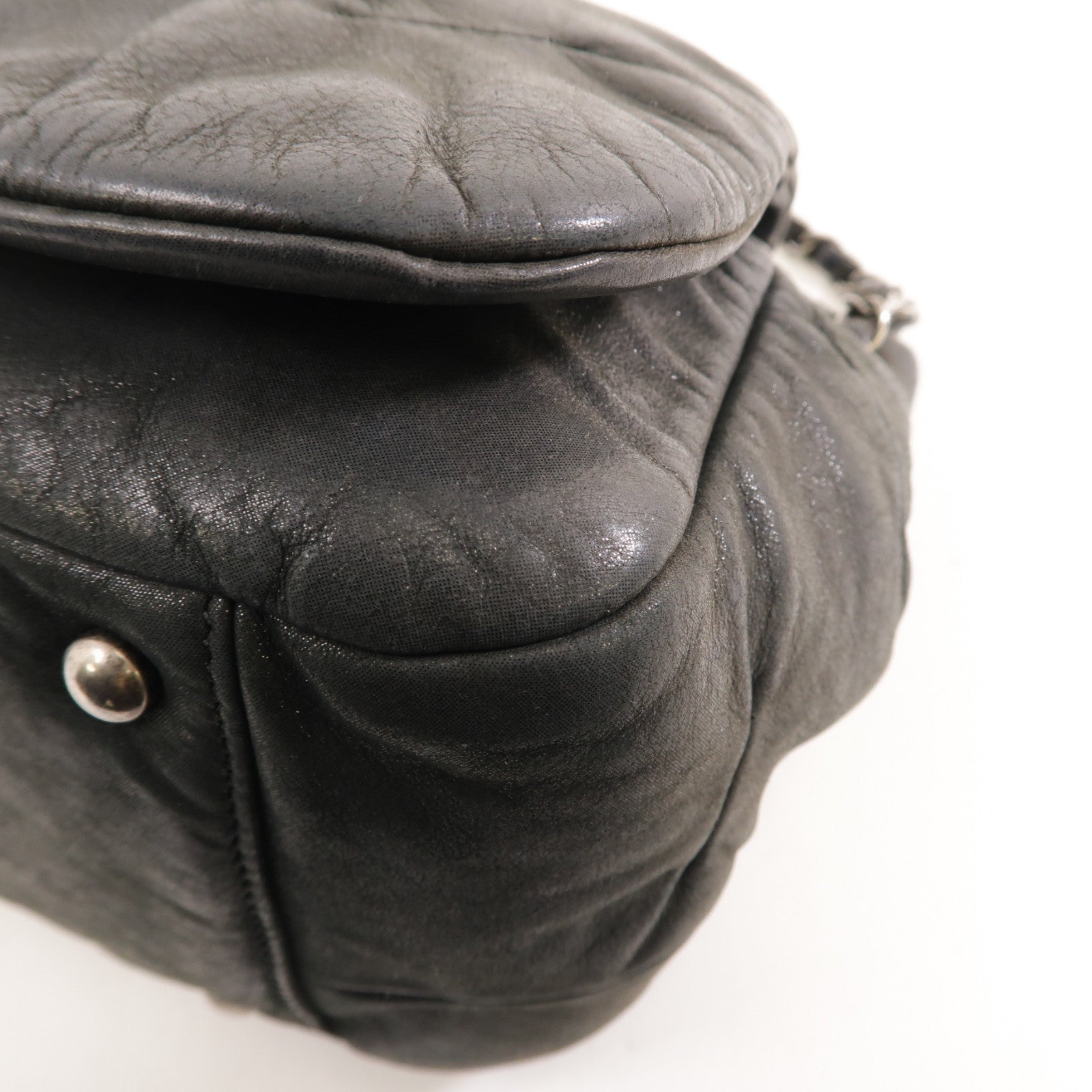CHANEL (PRICE DOWN) CC SHW Chain Shoulder Bag Calfskin Leather Grey