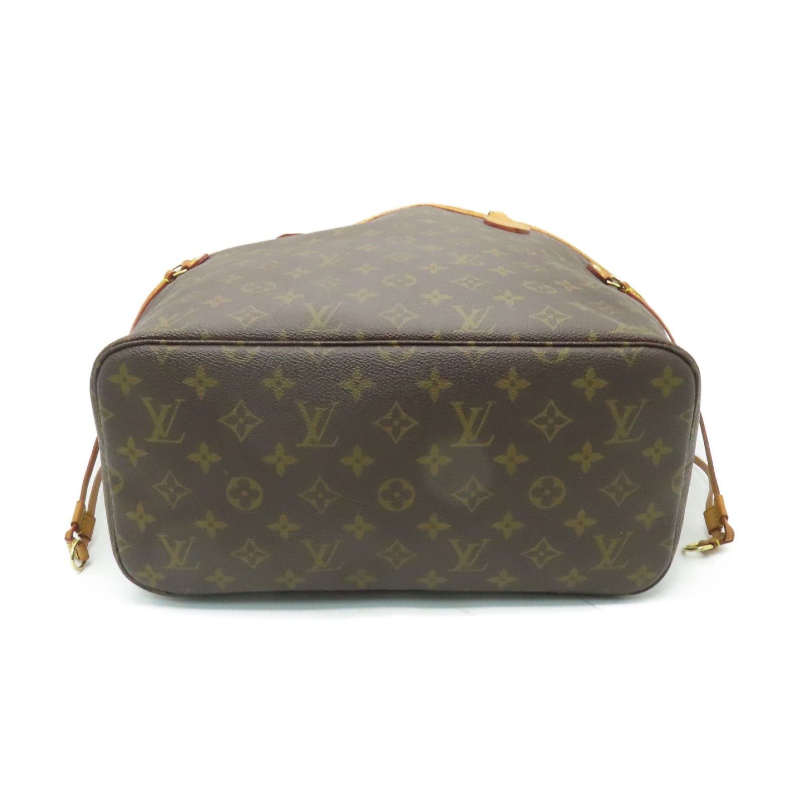 LOUIS VUITTON Monogram Neverfull MM金扣手挽袋啡色
