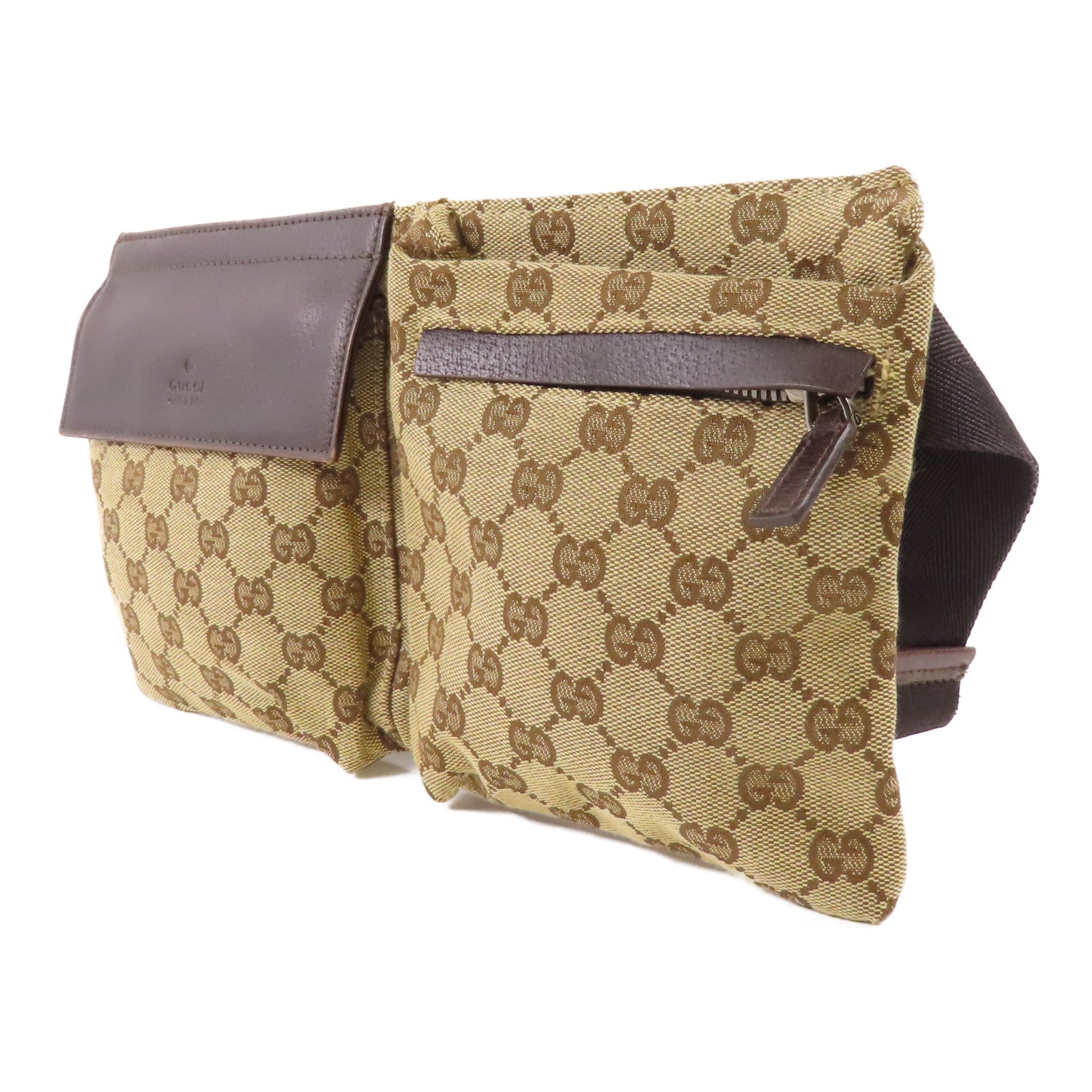GUCCI 帆布Waist Bag銀扣腰包