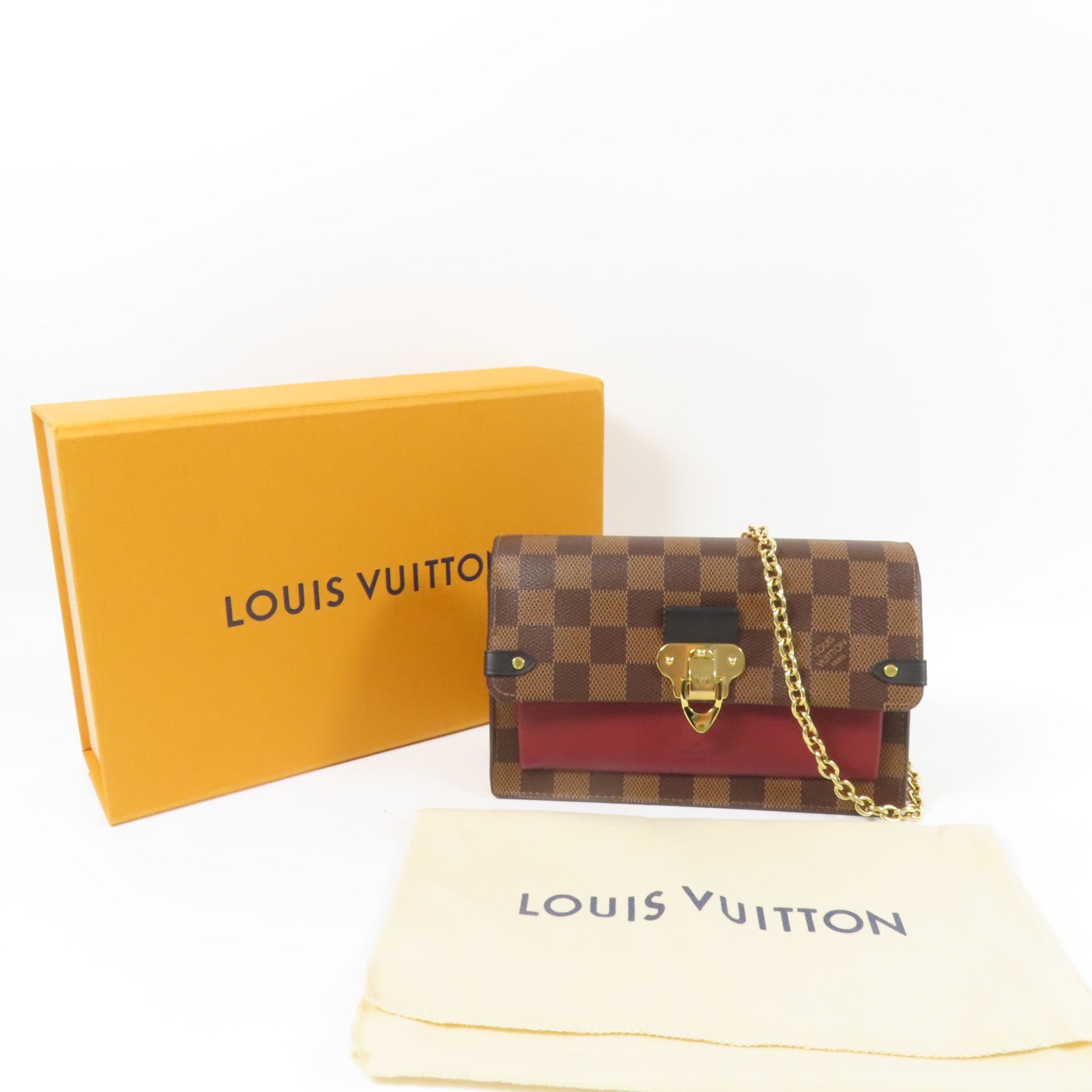 LOUIS VUITTON Damier Vavin金扣鏈帶肩背袋