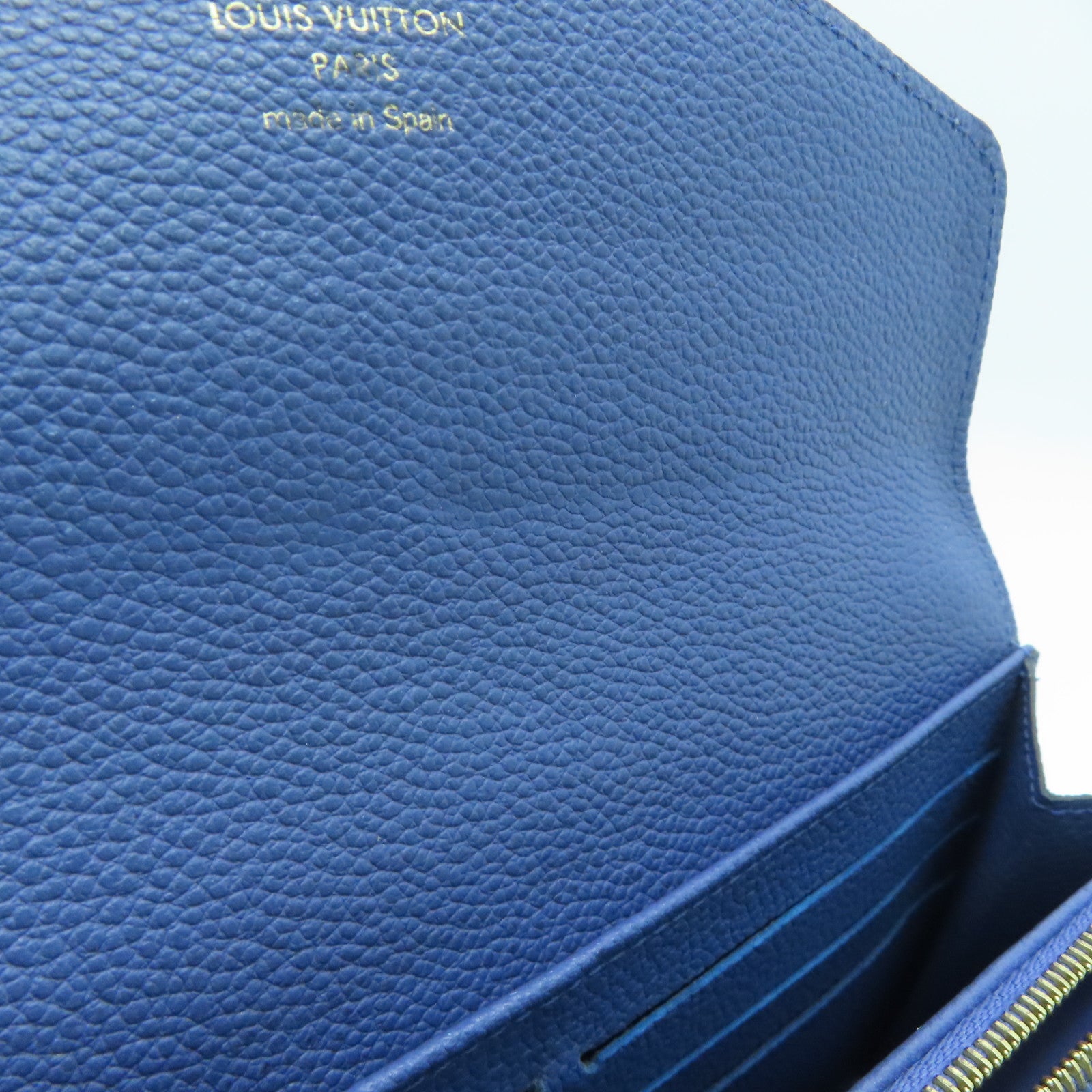 LOUIS VUITTON Monogram Empreinte Sarah金扣钱包深蓝色