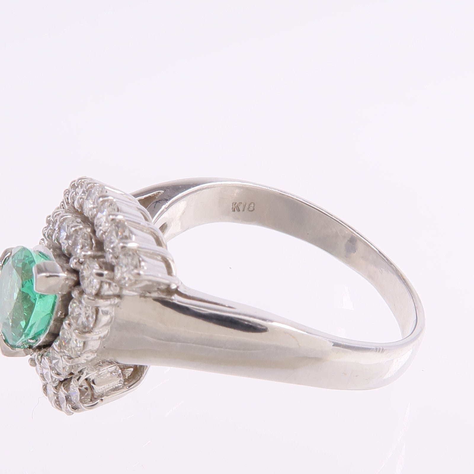JEWELRY 【激減優惠】18K白金Emerald Diamond Ring綠寶石/鑽石戒指US#6.5