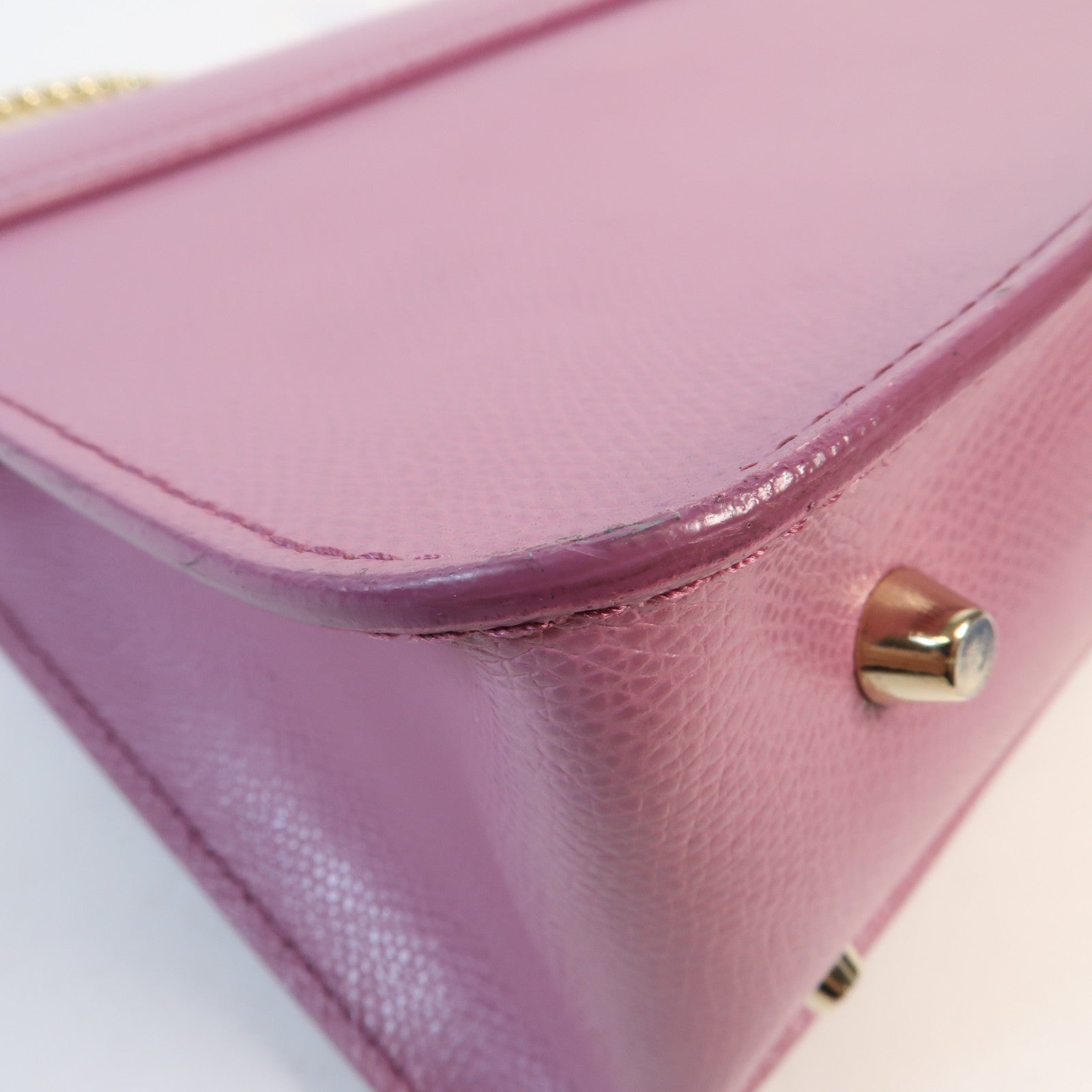 Furla 牛皮皮革Chain Shoulder金扣鏈帶肩背袋