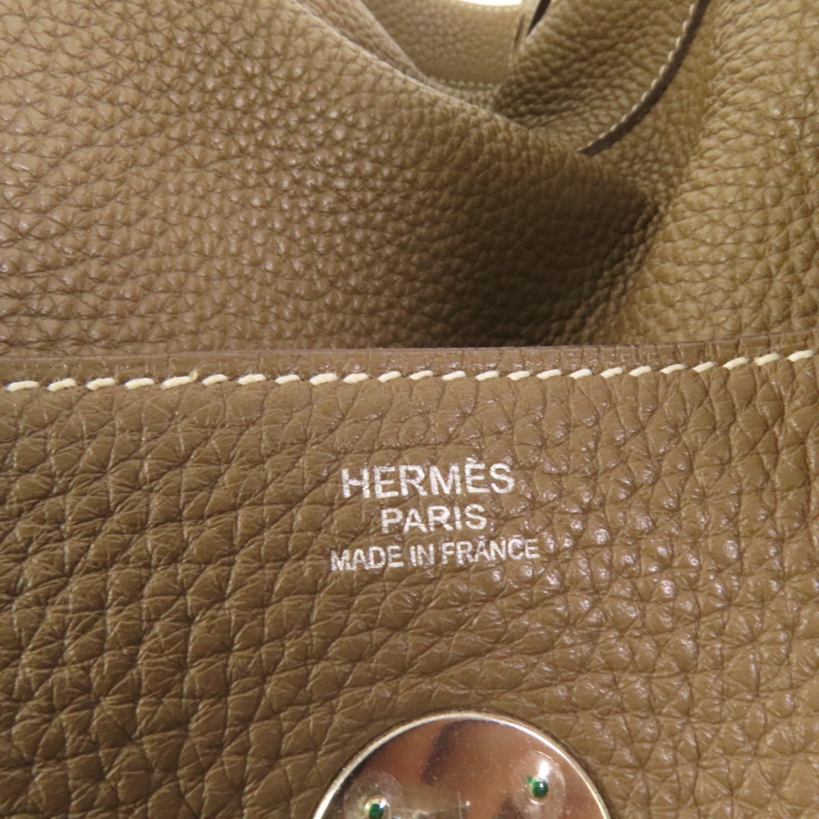 HERMES Clemence皮革Lindy 30銀扣手挽肩背兩用袋Etoupe