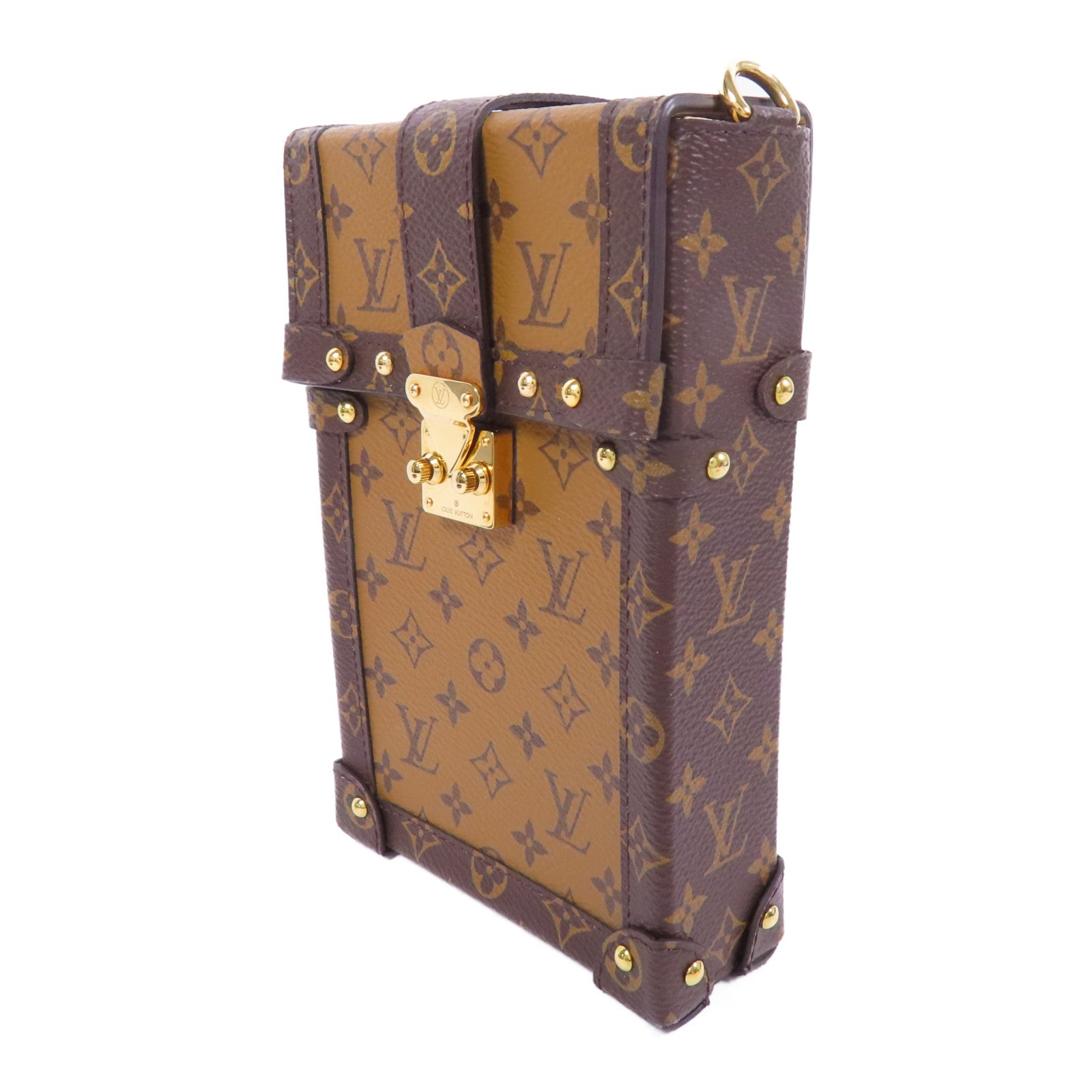 LOUIS VUITTON Monogram Reverse Trunk Vertical金扣肩背袋