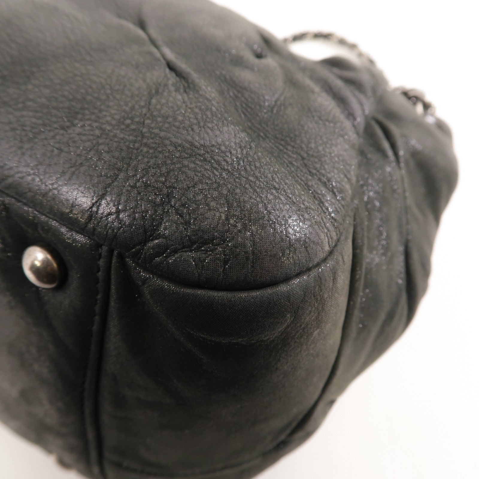 CHANEL (PRICE DOWN) CC SHW Chain Shoulder Bag Calfskin Leather Grey
