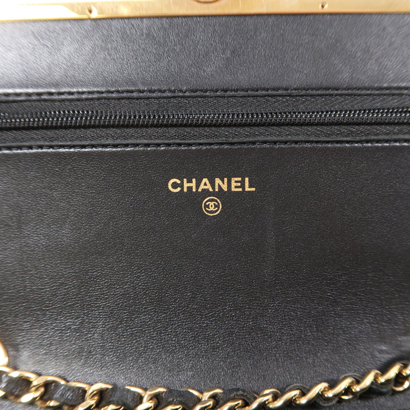 CHANEL 羊皮皮革Wallet On Chain金扣鏈帶肩背袋