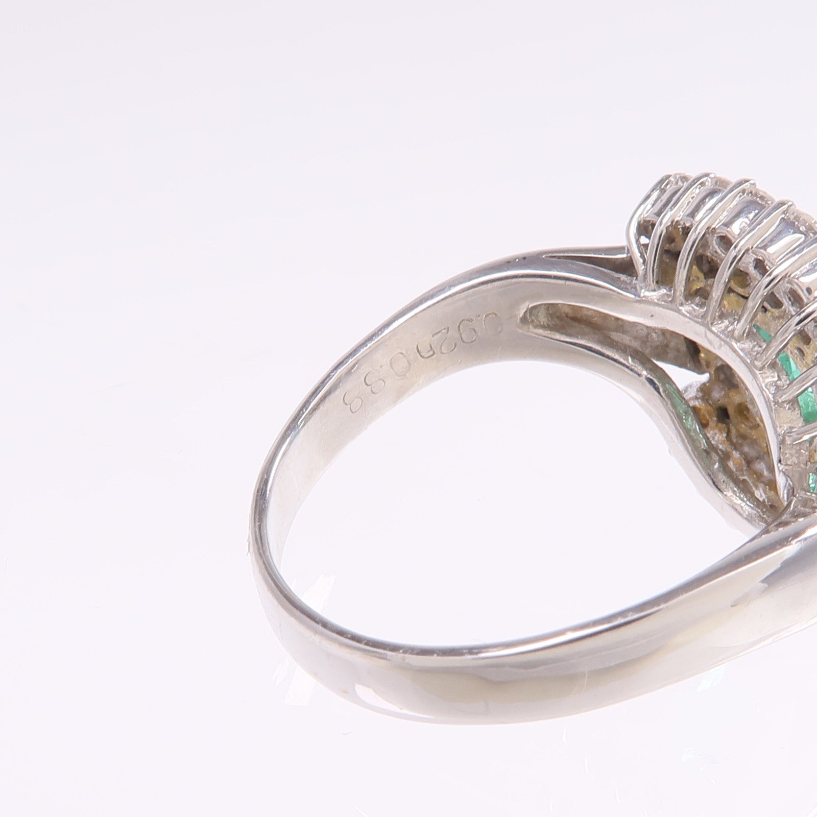 JEWELRY 【激減優惠】18K白金Emerald Diamond Ring綠寶石/鑽石戒指US#6.5