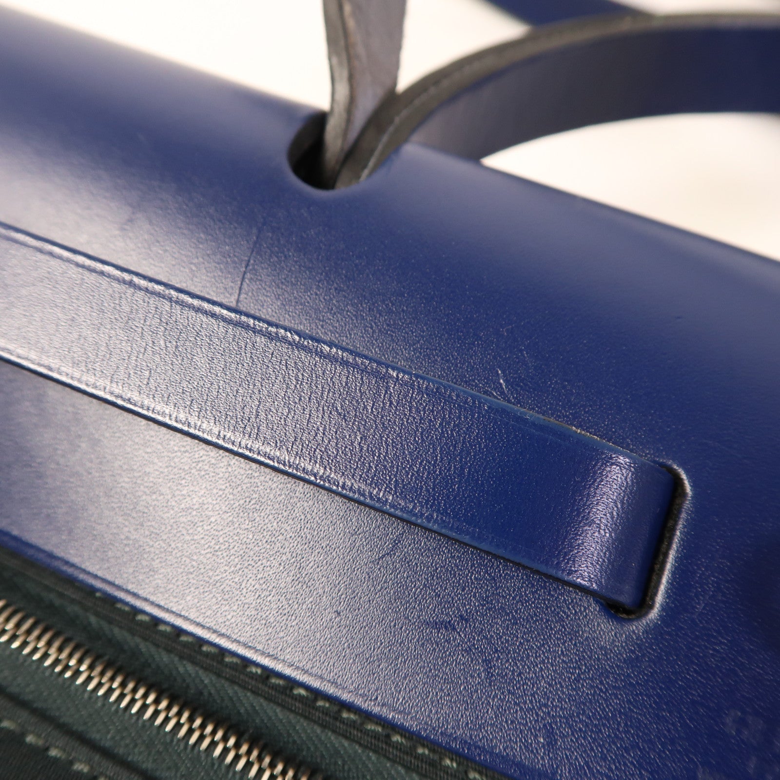 HERMES 帆布Herbag PM銀扣手挽肩背兩用袋Vert Cypress/Bleu Saphir