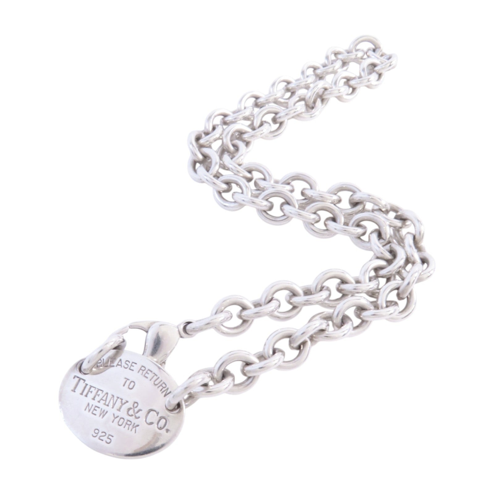 TIFFANY＆CO 925純銀RTT Oval Tag Necklace銀扣項鏈