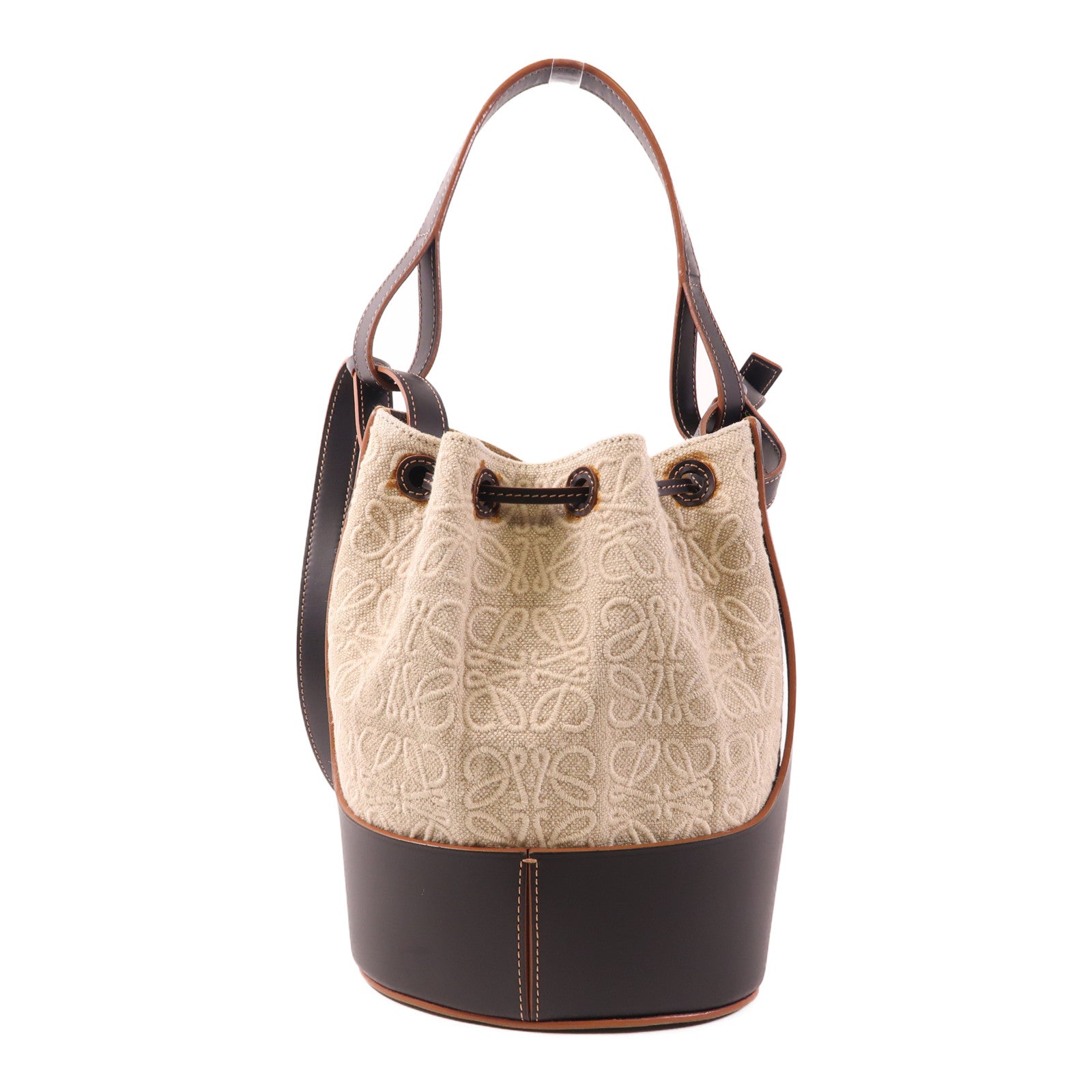 LOEWE SHW Balloon Anagram 2 Way Bag Canvas/Calfskin Leather Beige/Black/Brown